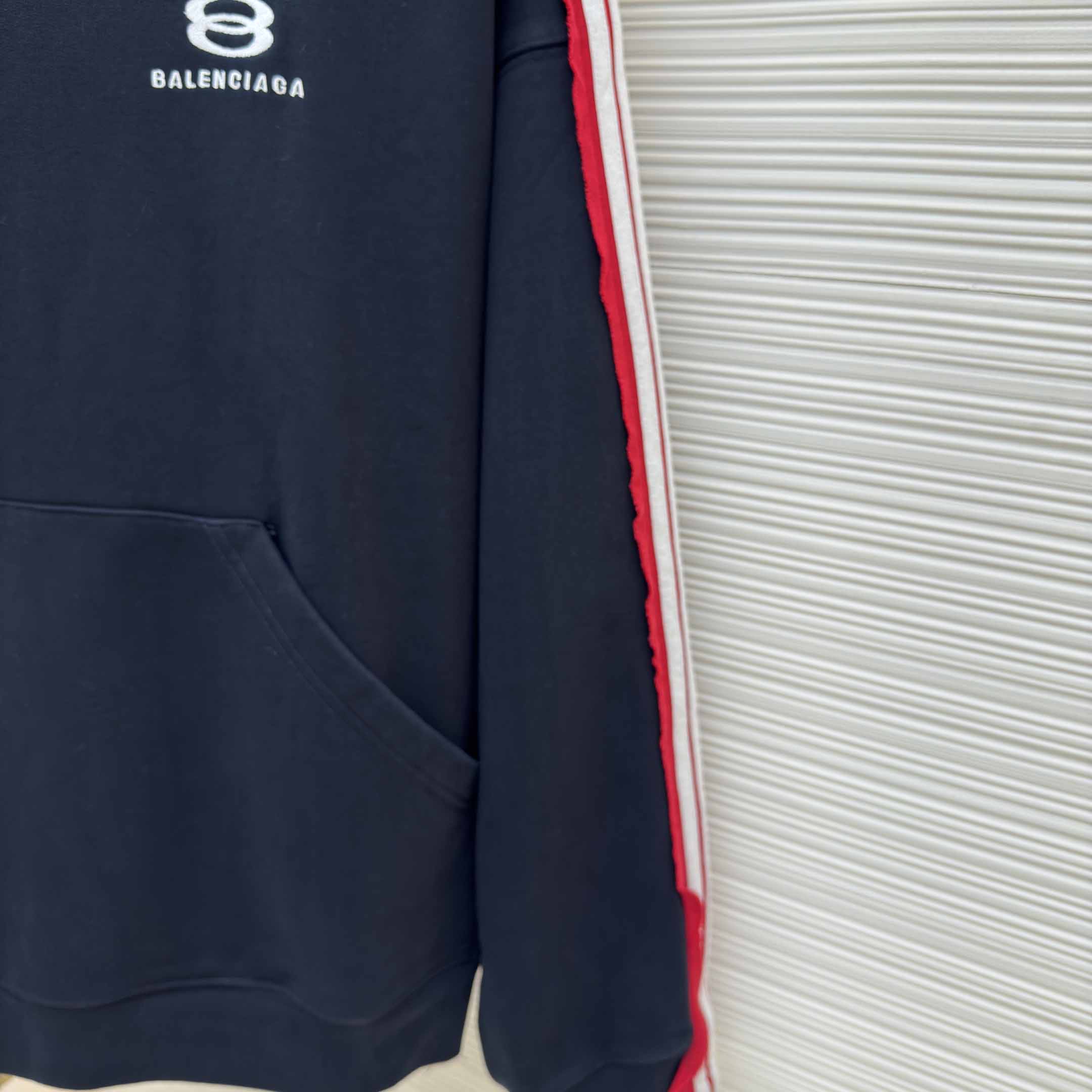 Balenciaga Unity Sports Icon Large Hoodie in faded black and white dry fleece - DesignerGu