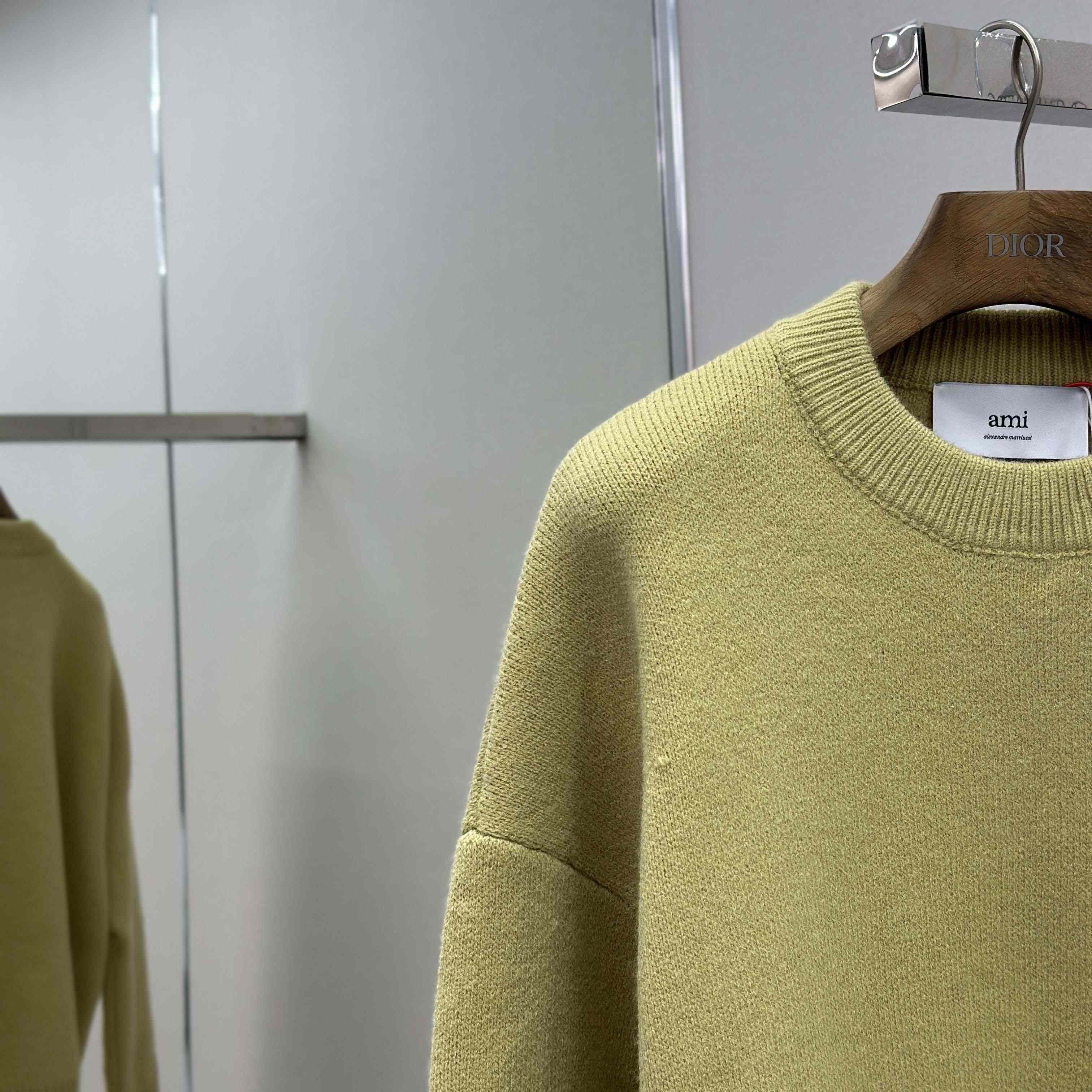 AMI Paris Yellow Alpaca Ami De Coeur Crewneck Sweater - DesignerGu