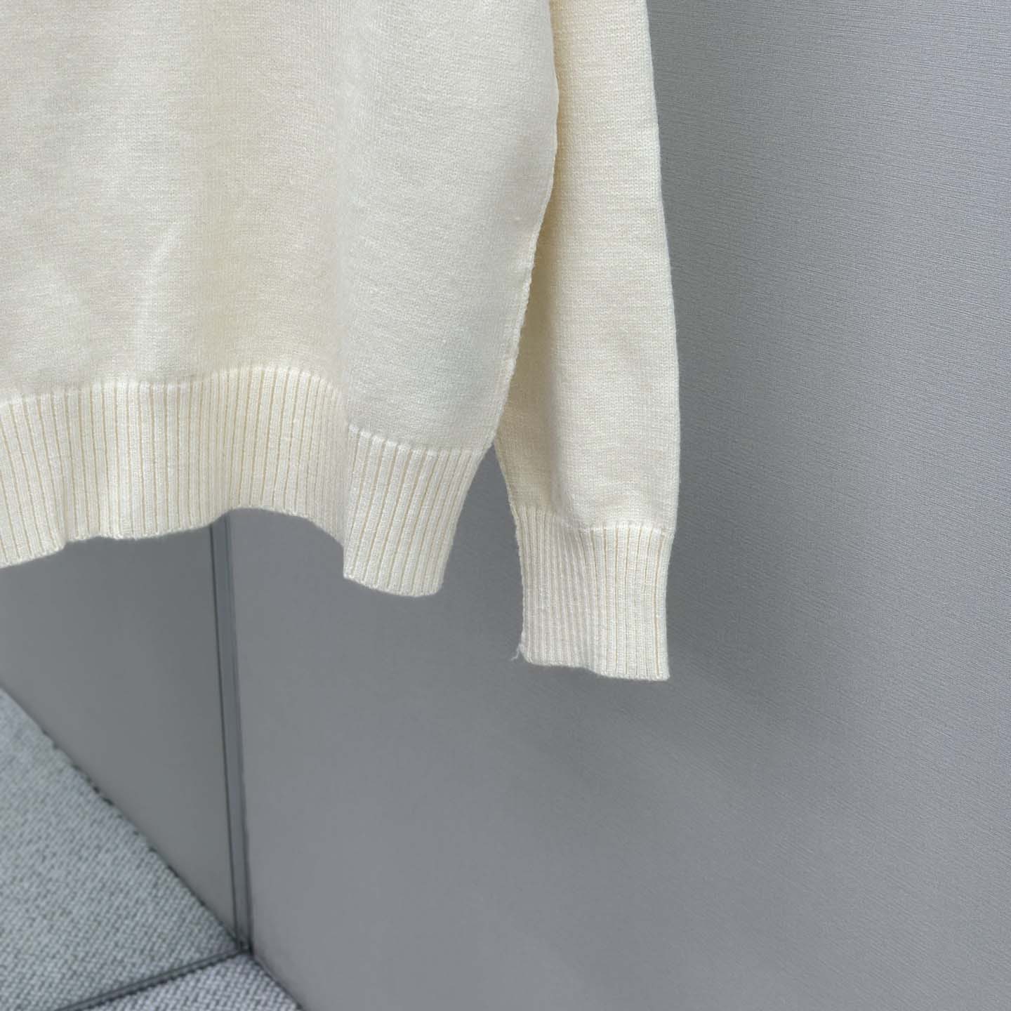 AMI Paris White Wool Ami De Coeur Polo - DesignerGu