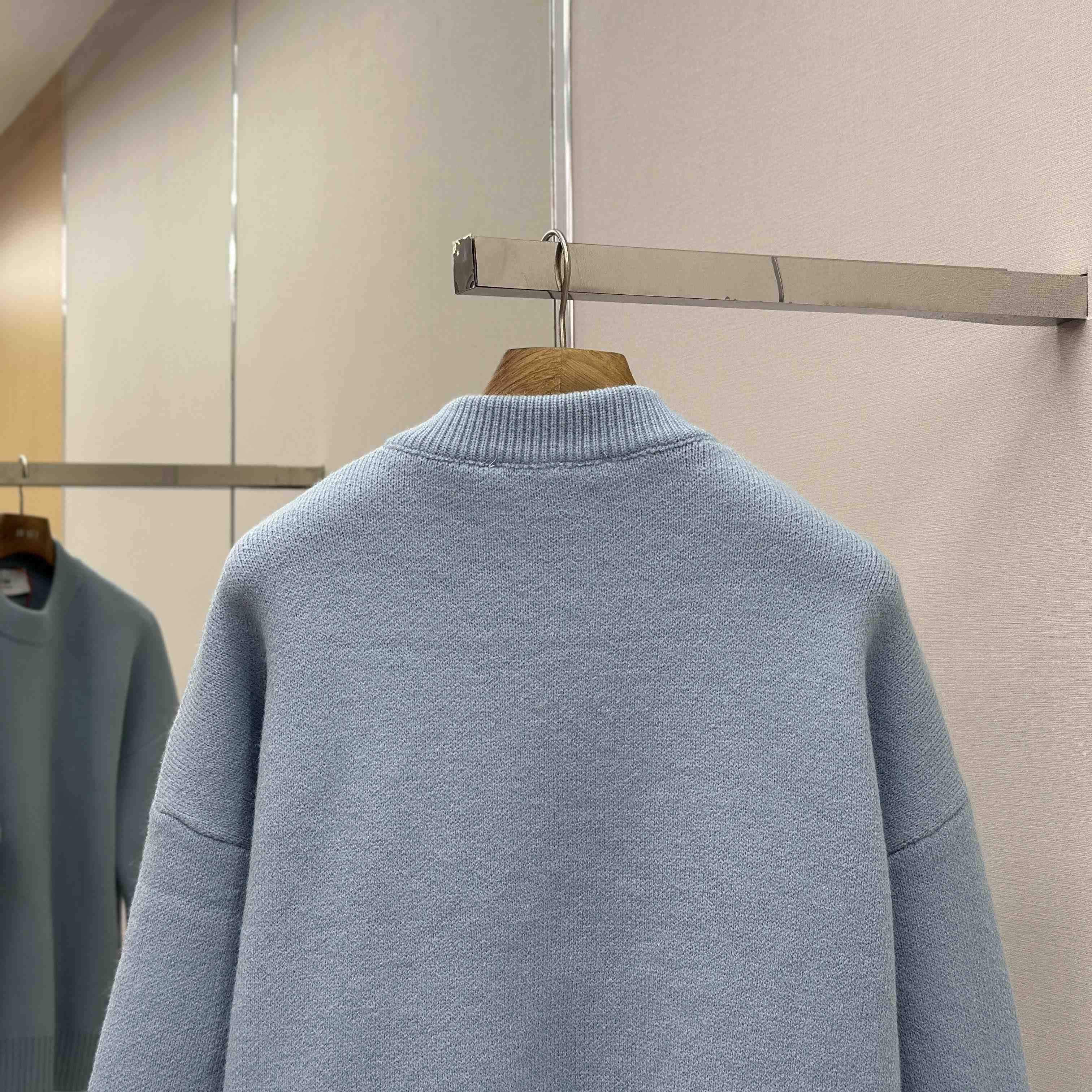 AMI Paris Blue Alpaca Ami De Coeur Crewneck Sweater  - DesignerGu