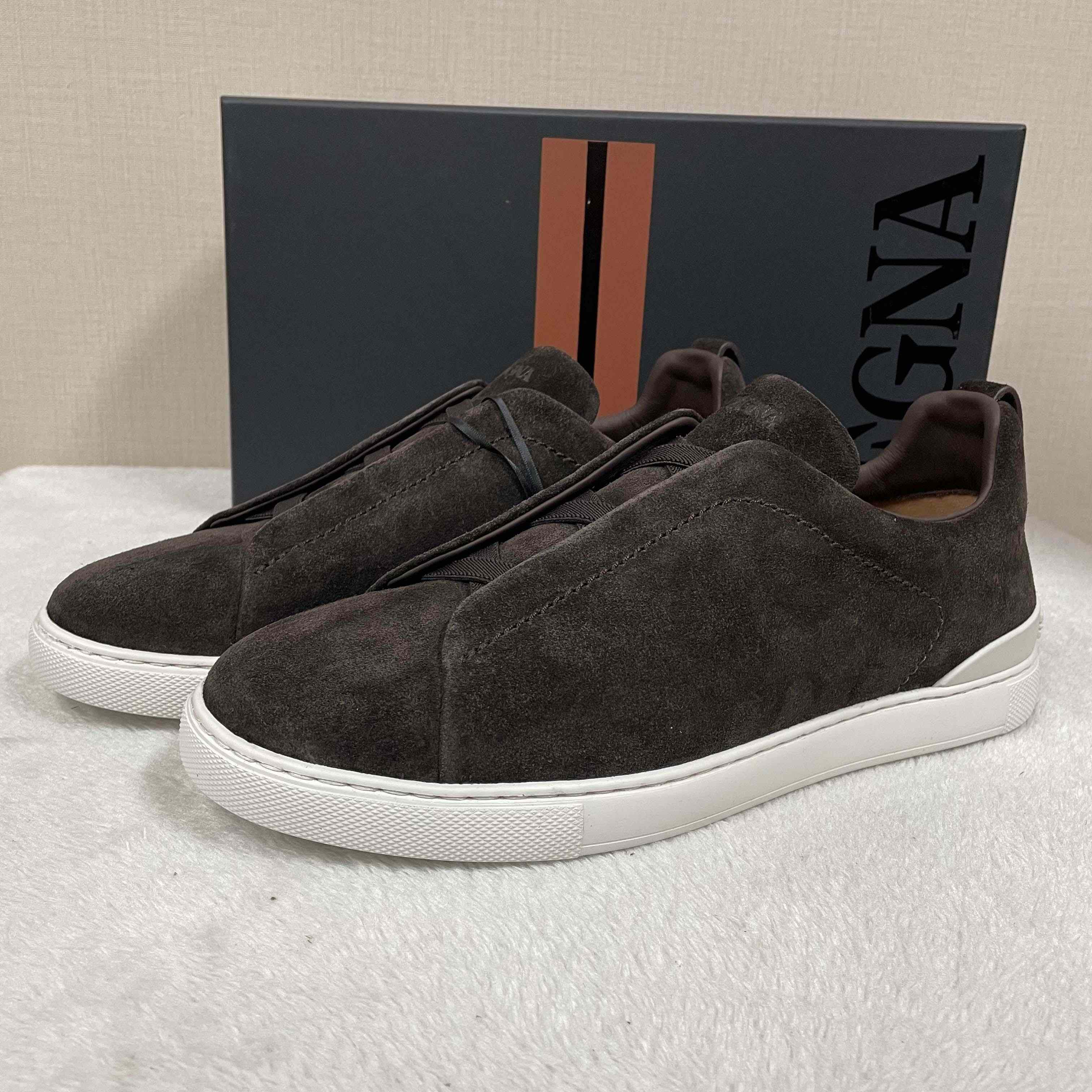 Zegna Utility Blue suede Triple Stitch™ Sneakers - DesignerGu