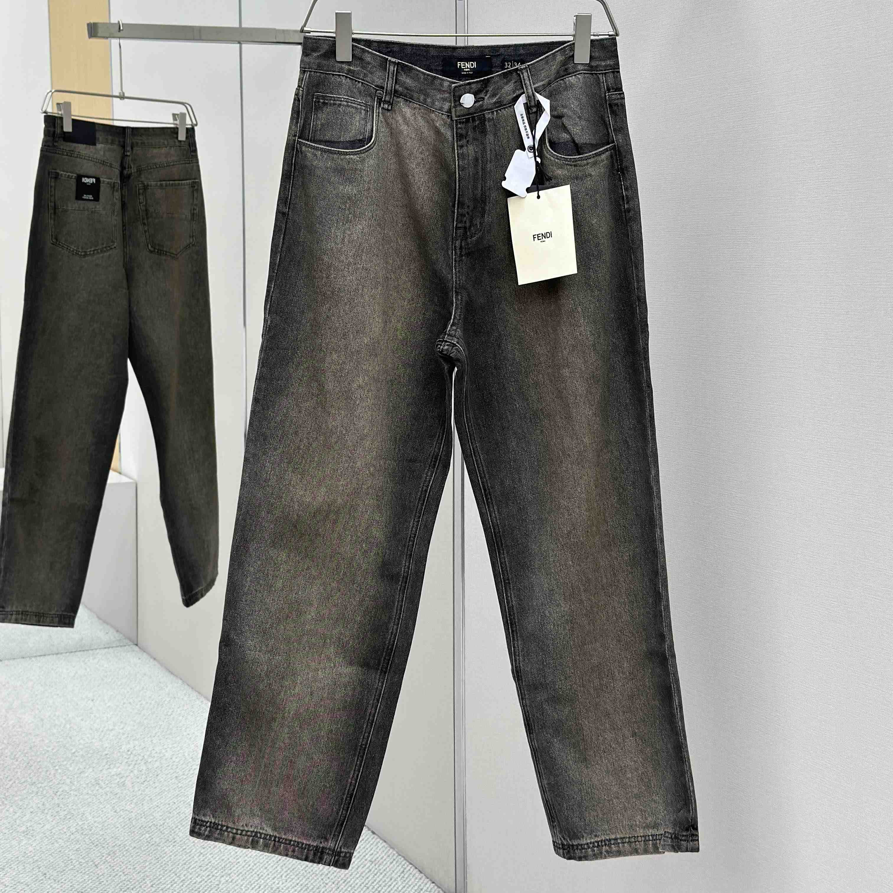 Fendi Grey Overdyed Jeans - DesignerGu