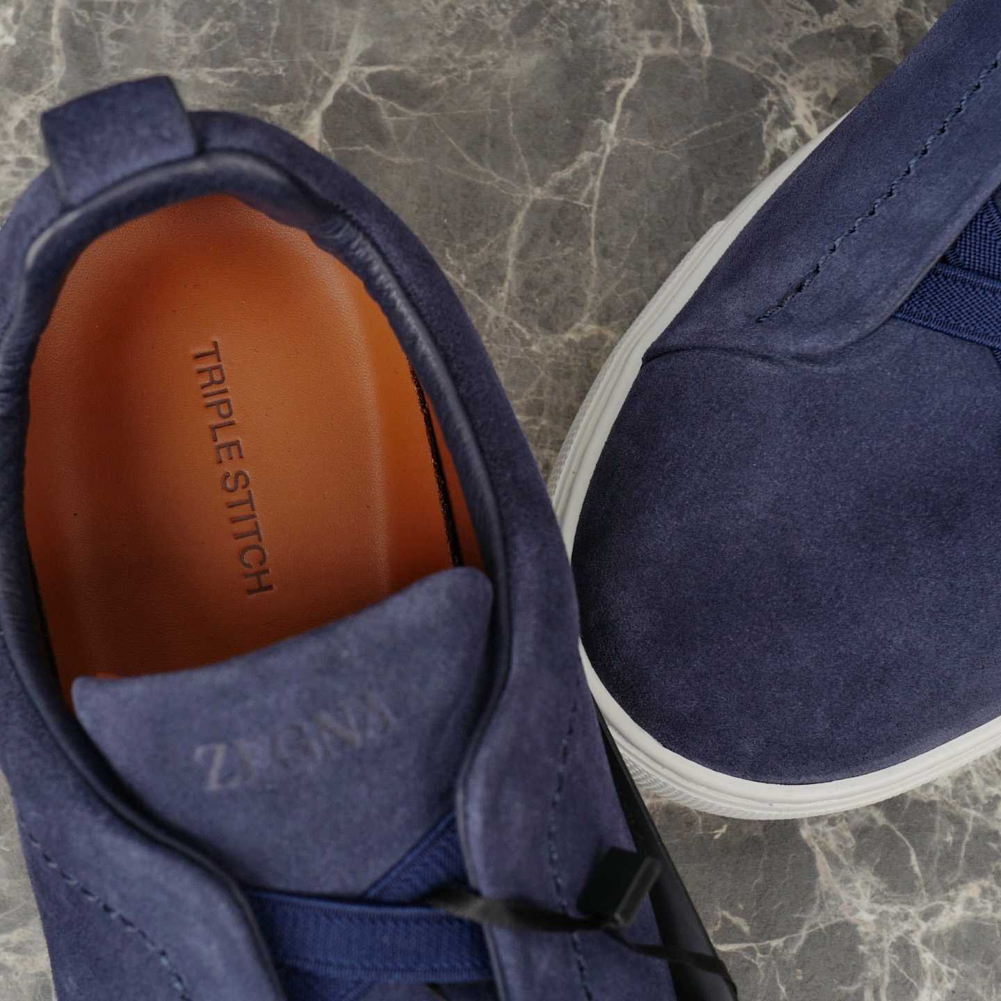 Zegna Utility Blue suede Triple Stitch™ Sneakers - DesignerGu