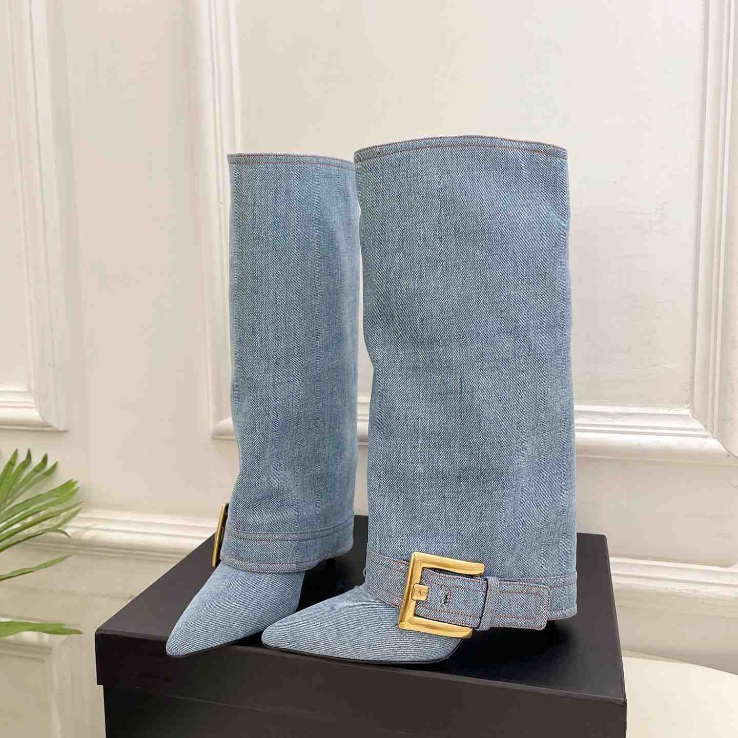 Balmain Anthem Denim Boots - DesignerGu