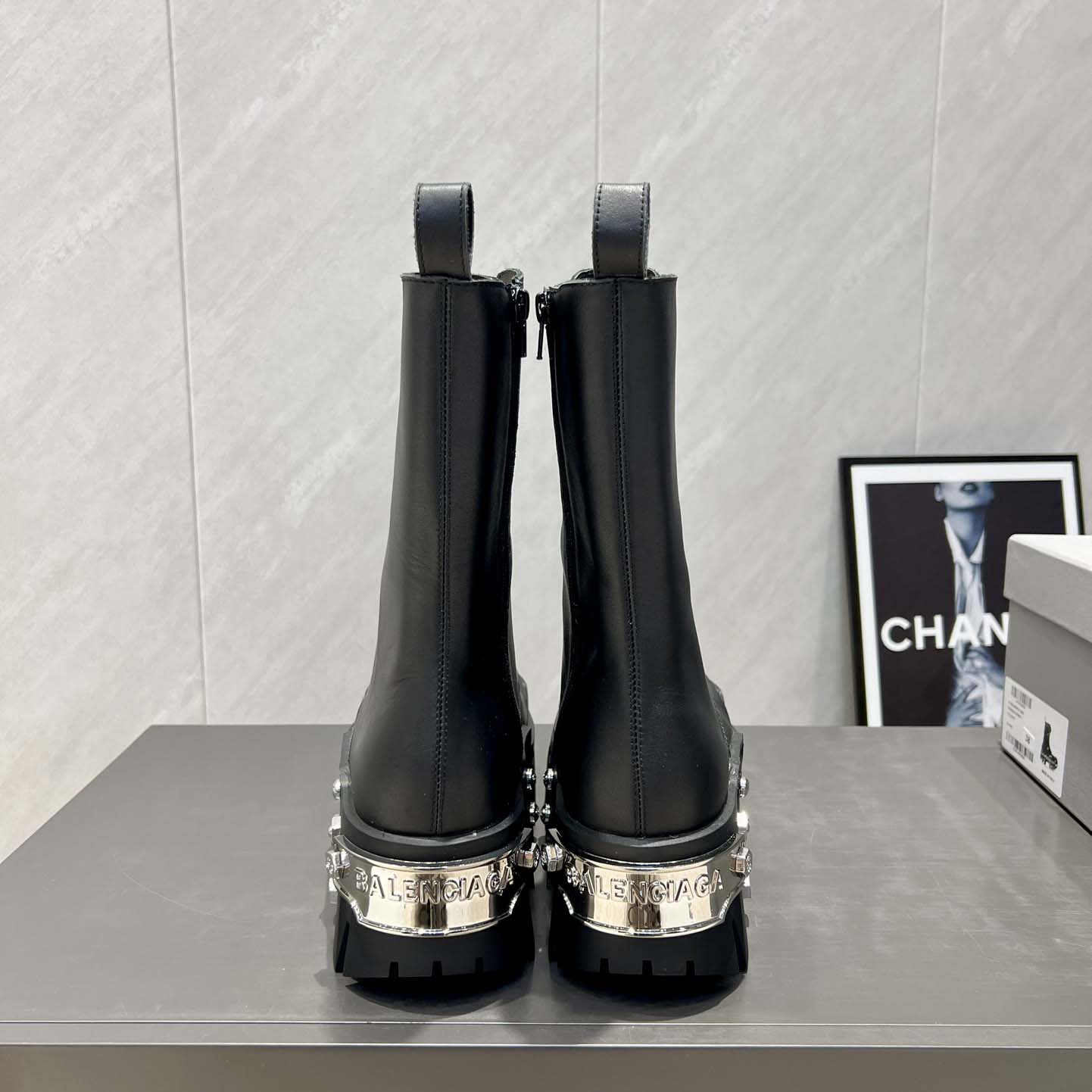 Balenciaga Bulldozer Lace-Up Boot in black matte smooth calfskin - DesignerGu