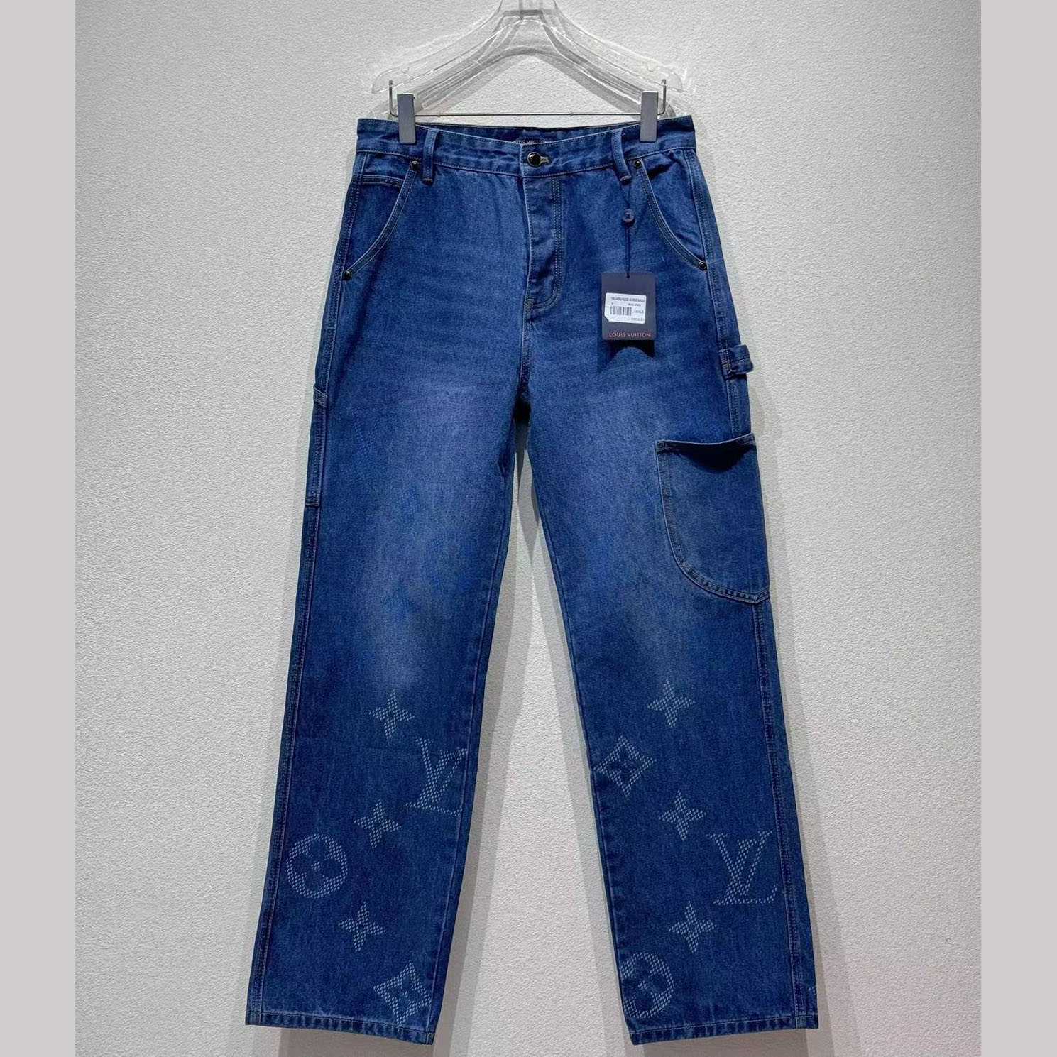 Louis Vuitton Monogram Denim Workwear Pants   1AIJUF Louis Vuitton Monogram Denim Workwear Pants   1AIJUF - DesignerGu