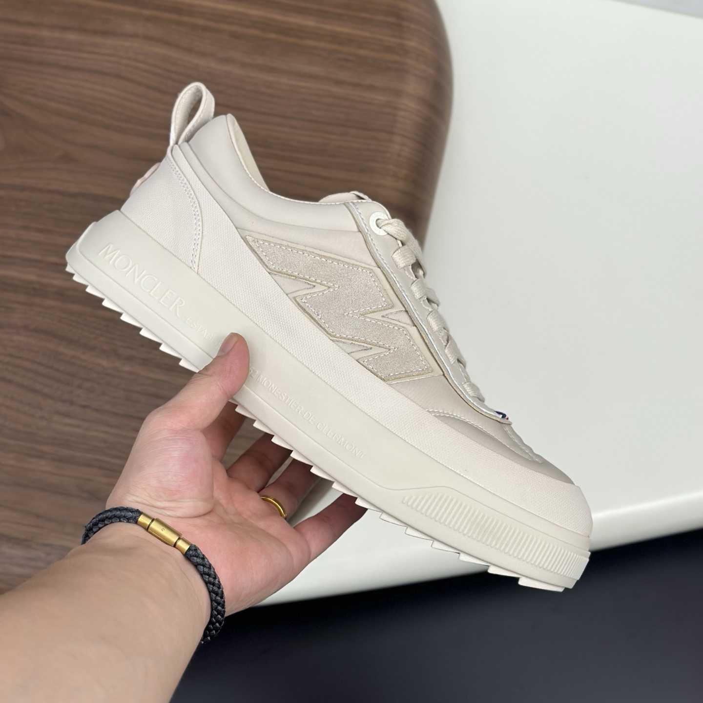 Moncler Men's White Altive Nubuck Suede Sneakers - DesignerGu