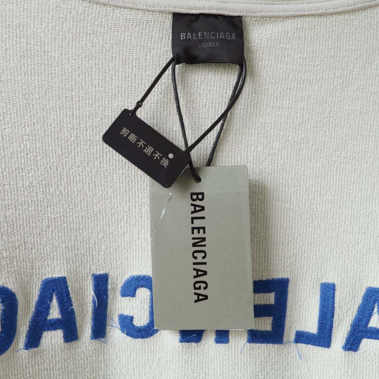 Balenciaga Back Zip-Up Hoodie Regular Fit in dirty white and blue - DesignerGu