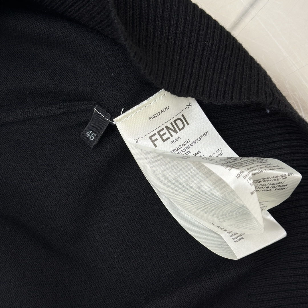 Fendi Black Wool Polo Shirt - DesignerGu