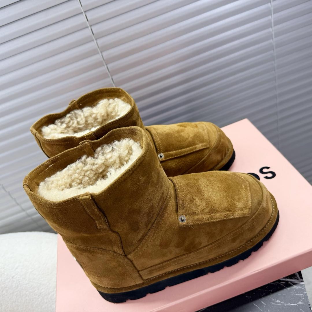Acne Studios Tobacco Brown Shearling Leather Boots - DesignerGu