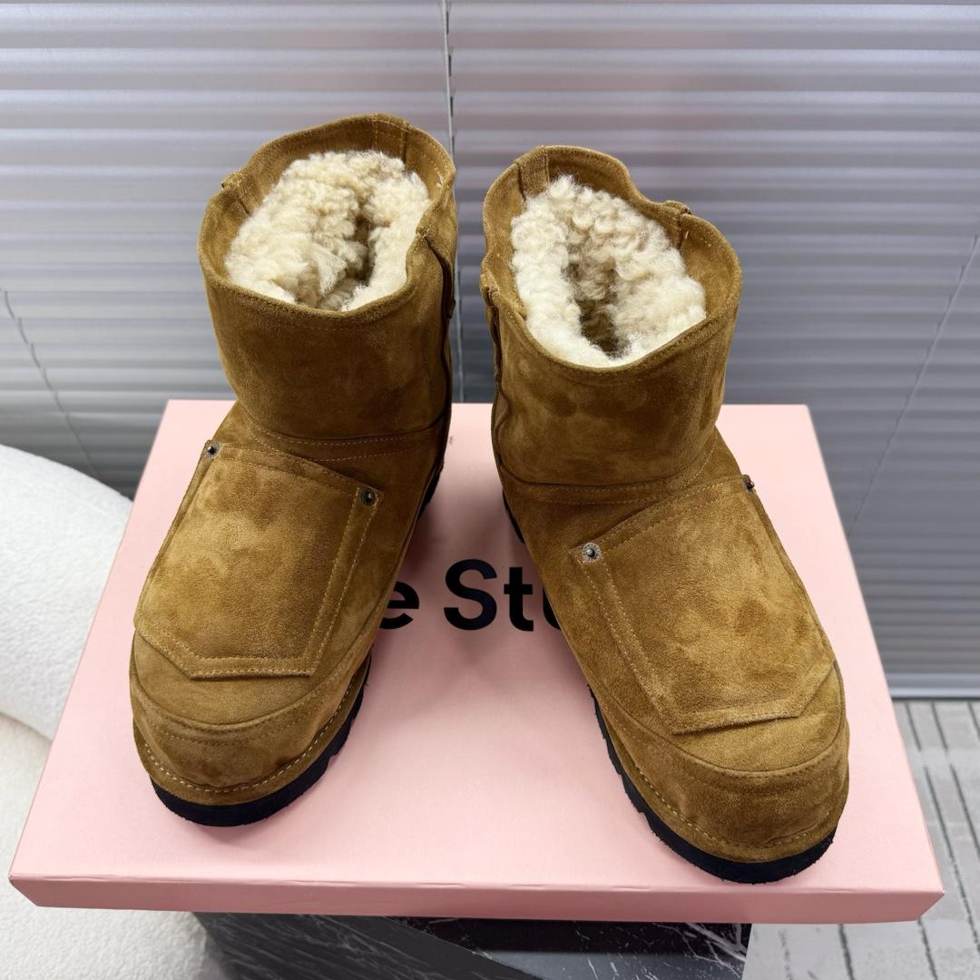 Acne Studios Tobacco Brown Shearling Leather Boots - DesignerGu