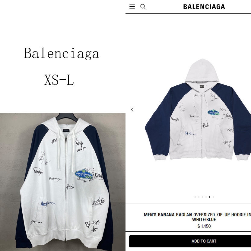 Balenciaga Banana Raglan Oversized Zip-Up Hoodie  - DesignerGu