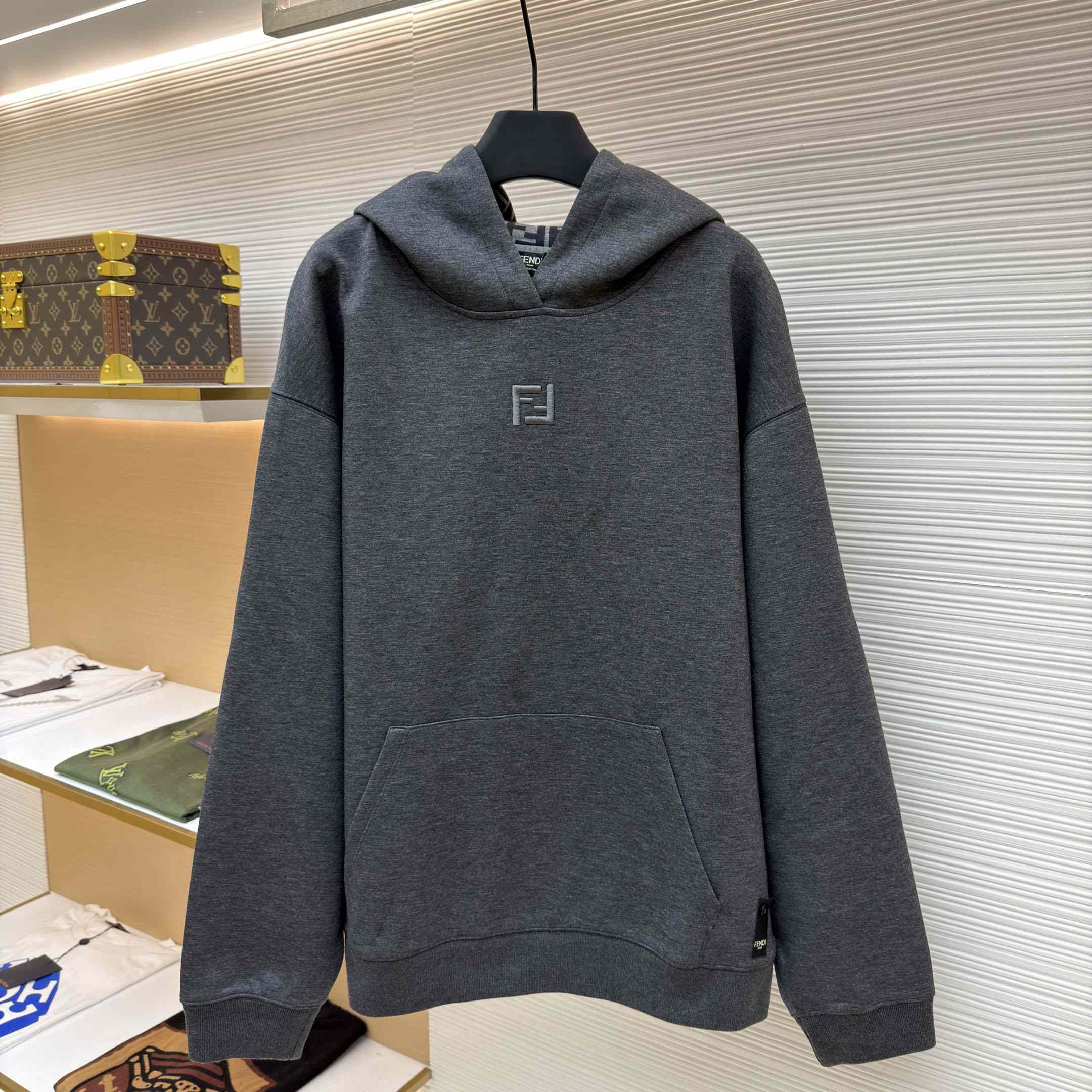 Fendi Dark Gray Cotton Sweatshirt - DesignerGu
