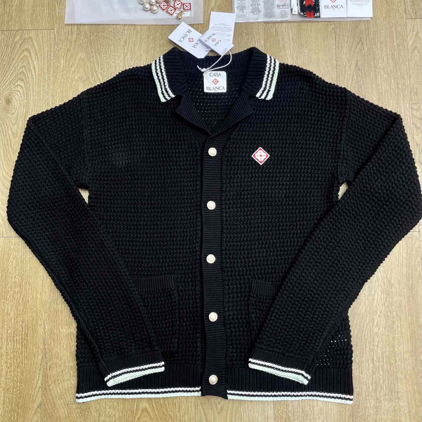 Casablanca Buttoned Ribbed Knit Cardigan   D0114 - DesignerGu