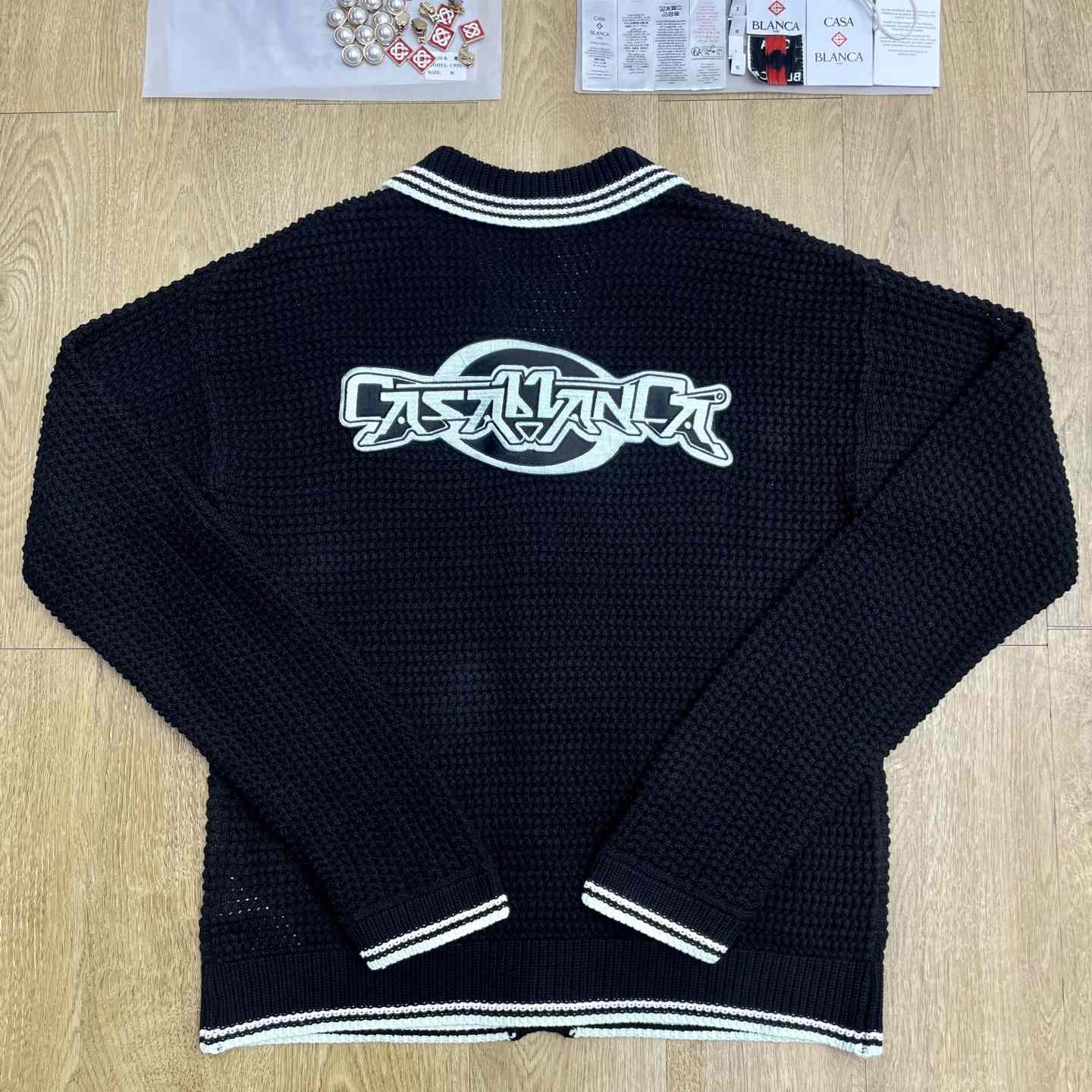 Casablanca Buttoned Ribbed Knit Cardigan   D0114 - DesignerGu