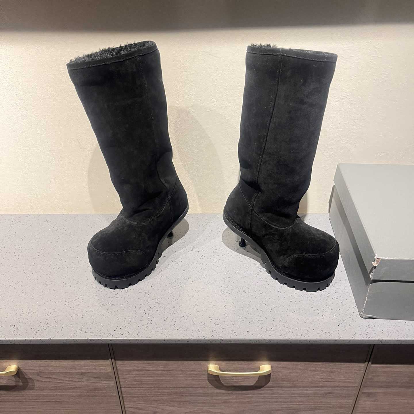 Balenciaga Alaska Fur High Boots - DesignerGu