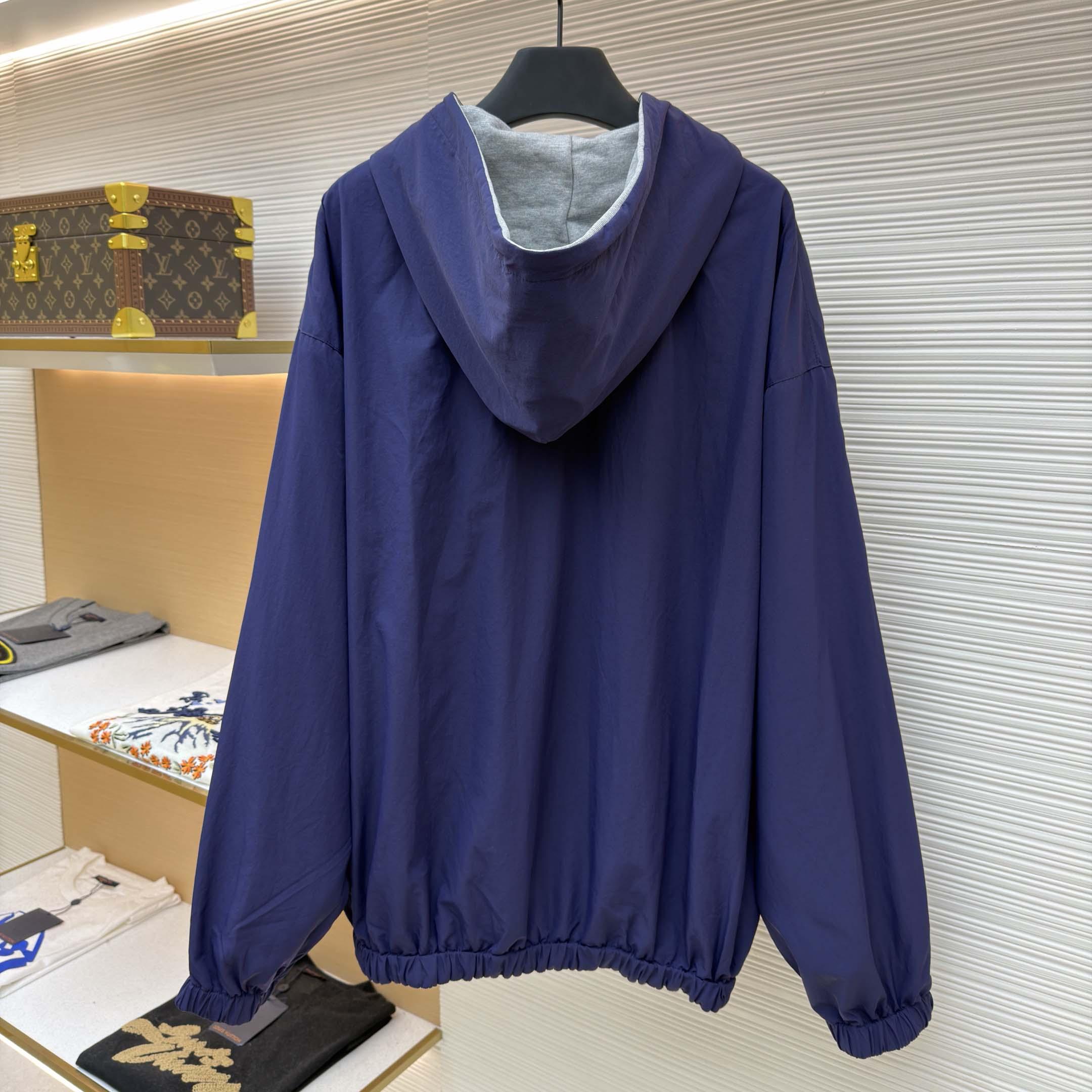 Balenciaga Navy Blue Reversible Jacket With Hood - DesignerGu