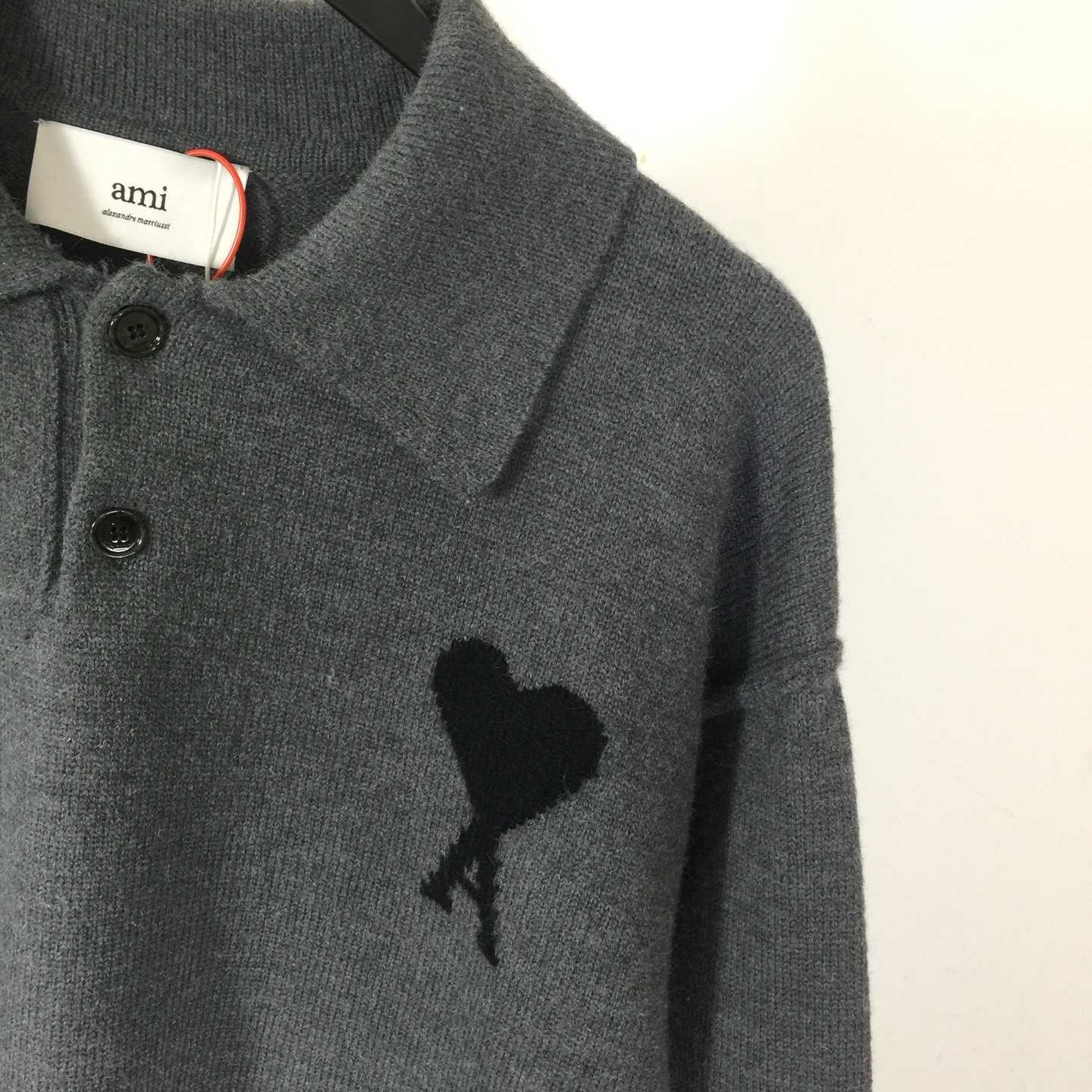 AMI Paris Ami De Coeur Wool Polo Shirt - DesignerGu