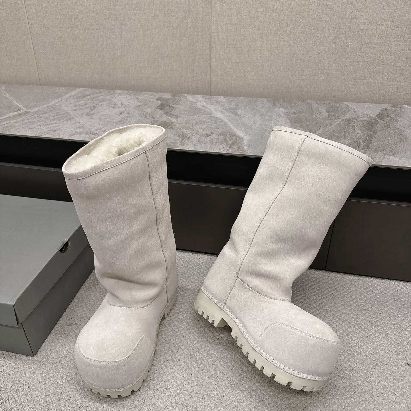 Balenciaga Alaska Fur High Boots - DesignerGu