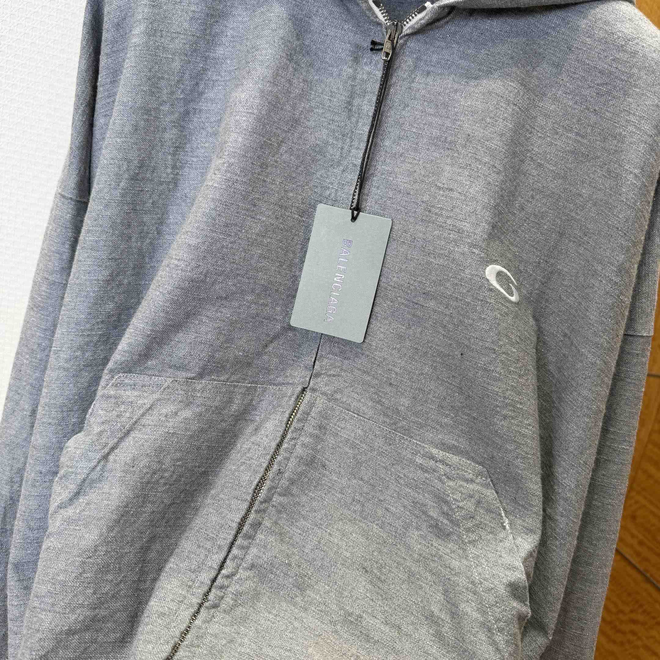Balenciaga Men's Trompe L'œil Hoodie in Heather Grey - DesignerGu