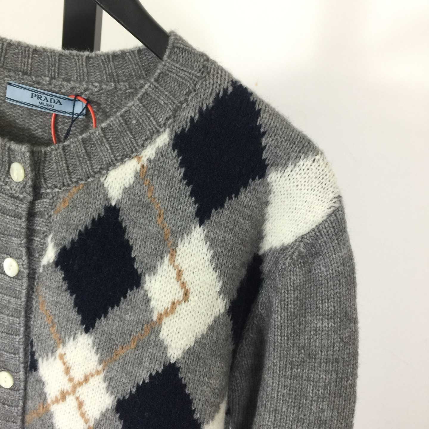 Prada Diamond-pattern Wool Cardigan - DesignerGu