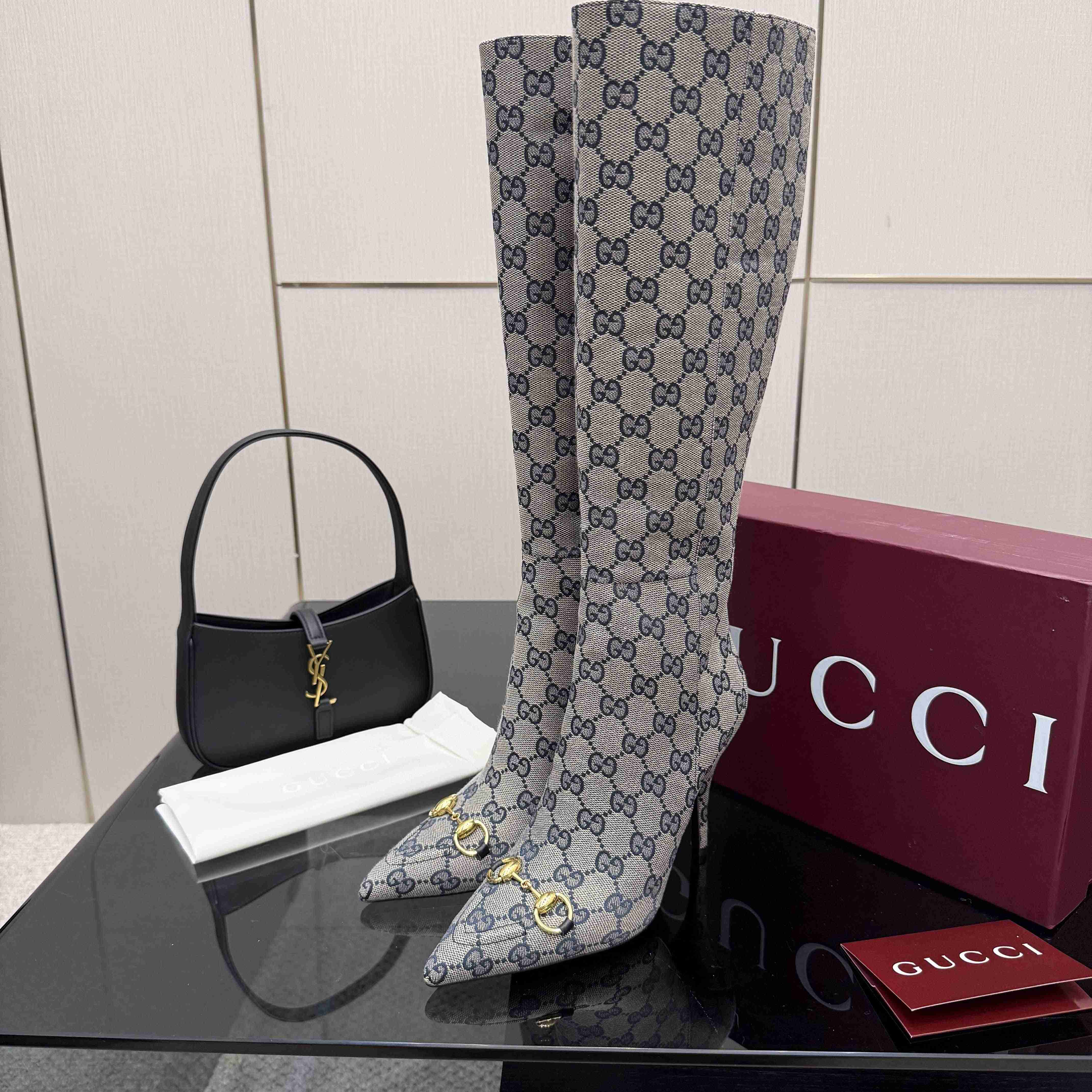 Gucci GG Monogram Knee-high Boots - DesignerGu