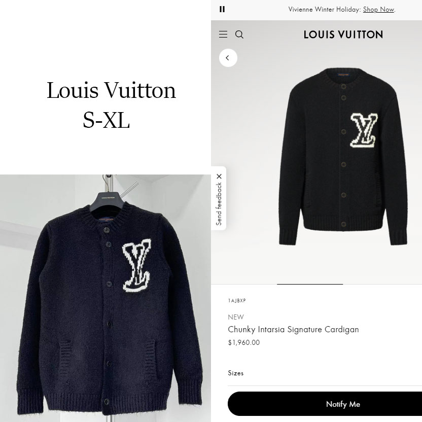 Louis Vuitton Chunky Intarsia Signature Cardigan   1AJBXP - DesignerGu