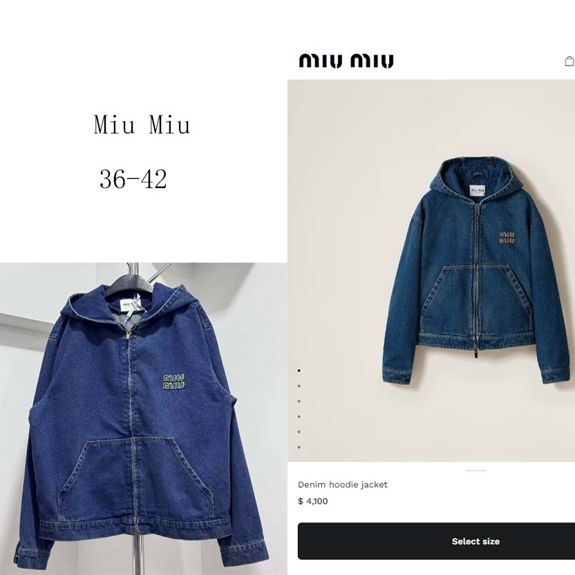 Miu Miu Denim Hoodie Jacket - DesignerGu