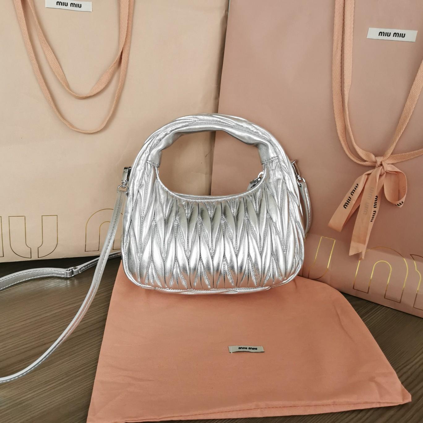 Miu Miu Wander Matelassé Nappa Leather Hobo Bag  - DesignerGu