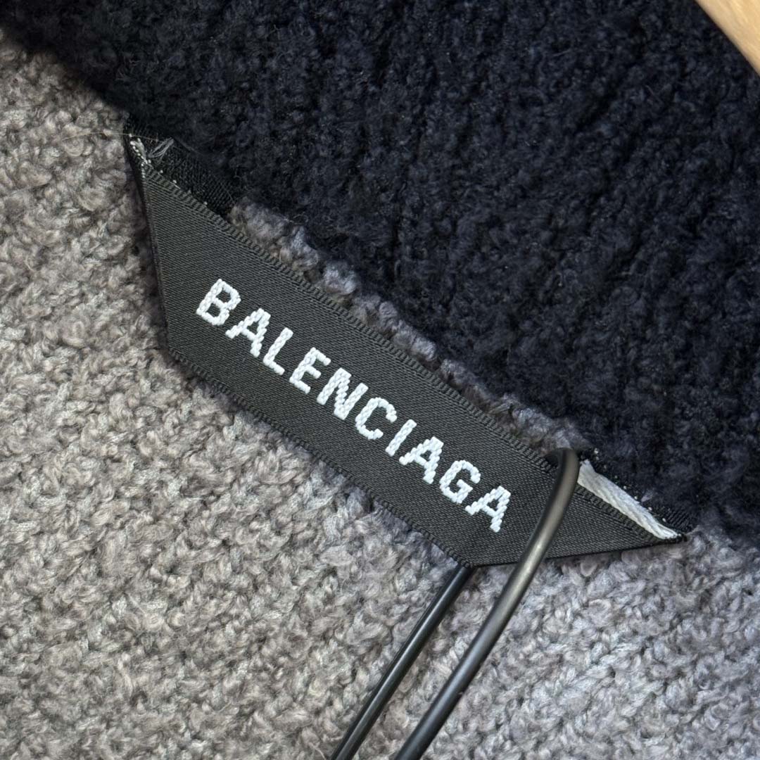 Balenciaga Fluffy Zip-Up Hoodie In Grey - DesignerGu