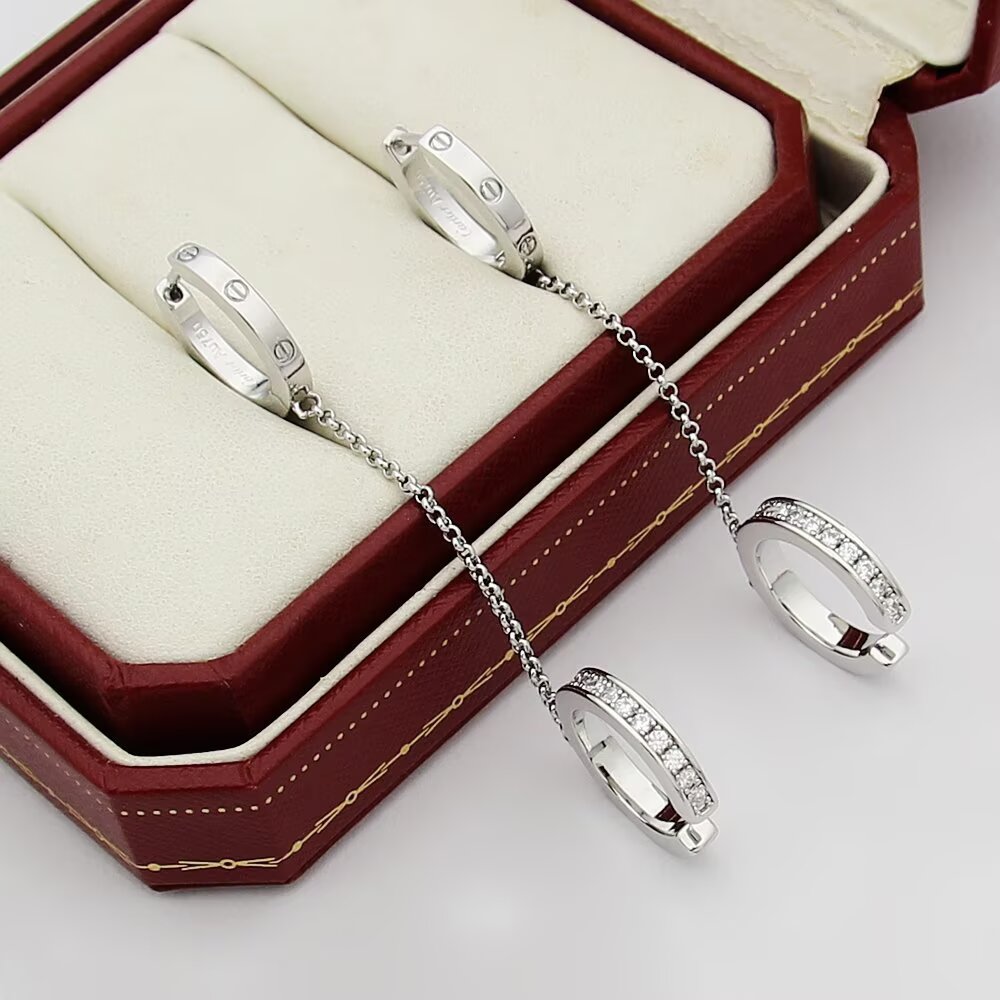 Cartier And Diamond Love Hoop Single Earring - DesignerGu