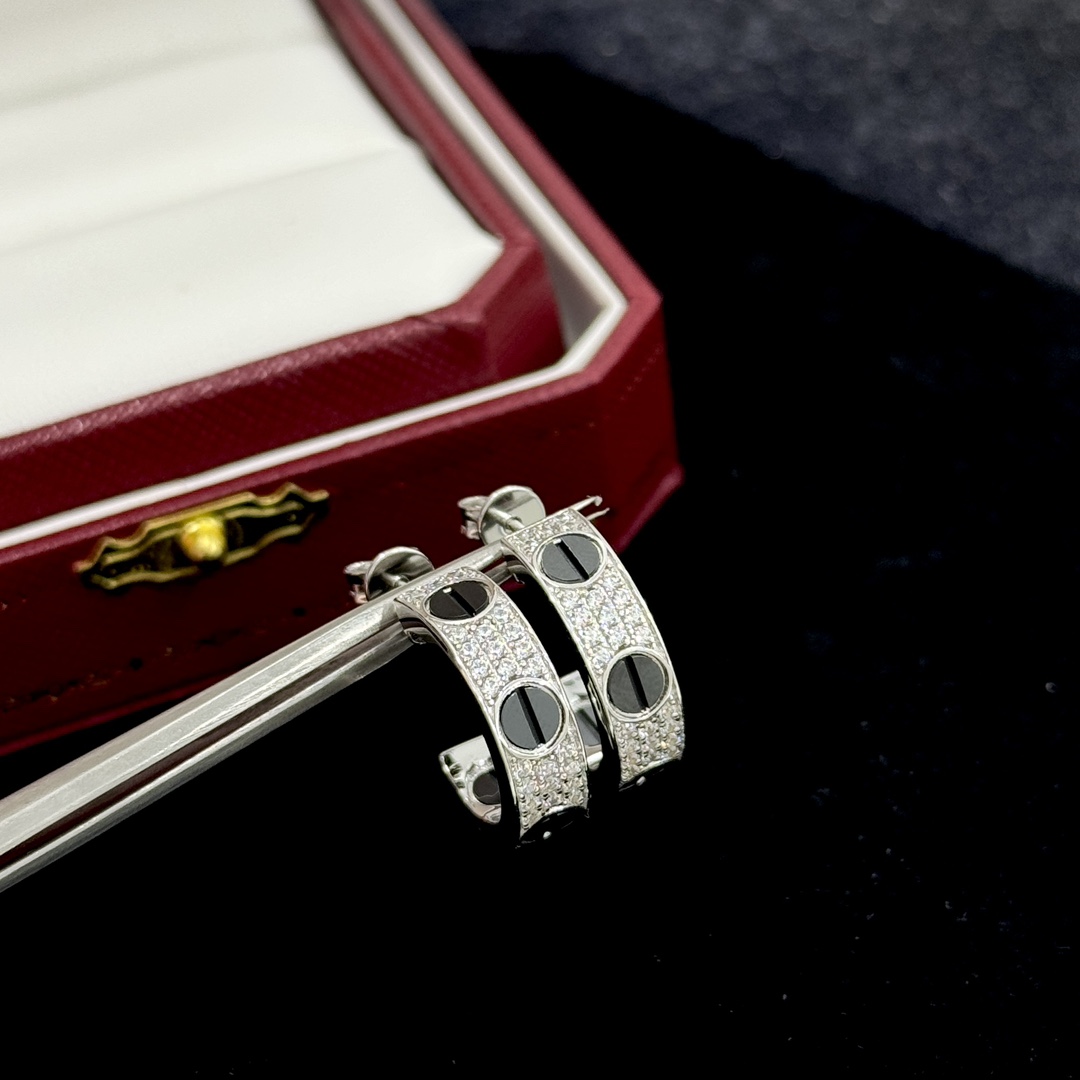 Cartier Love Diamond Ceramic Earrings - DesignerGu