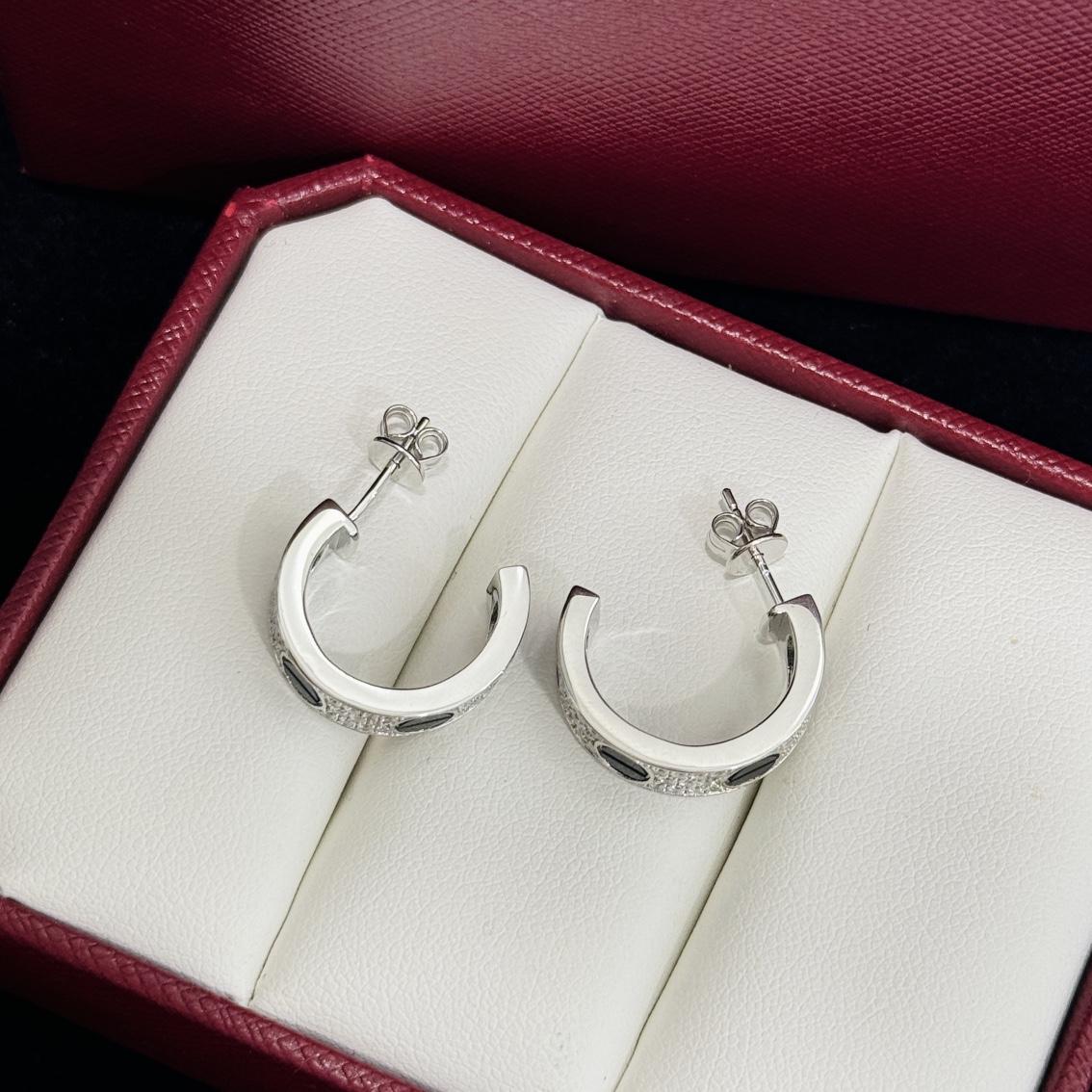 Cartier Love Diamond Ceramic Earrings - DesignerGu