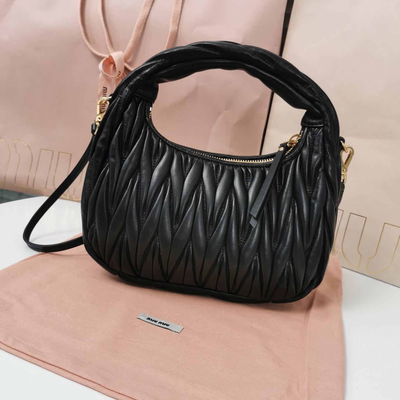 Miu Miu Wander Matelassé Nappa Leather Hobo Bag  - DesignerGu