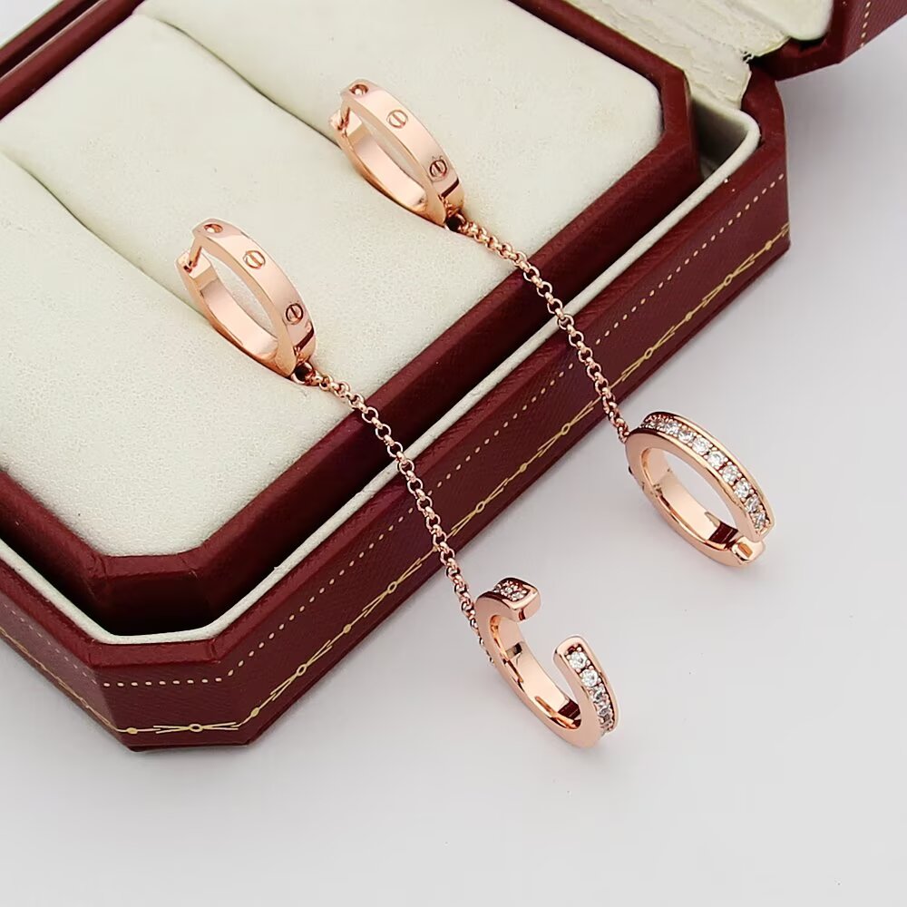 Cartier And Diamond Love Hoop Single Earring - DesignerGu