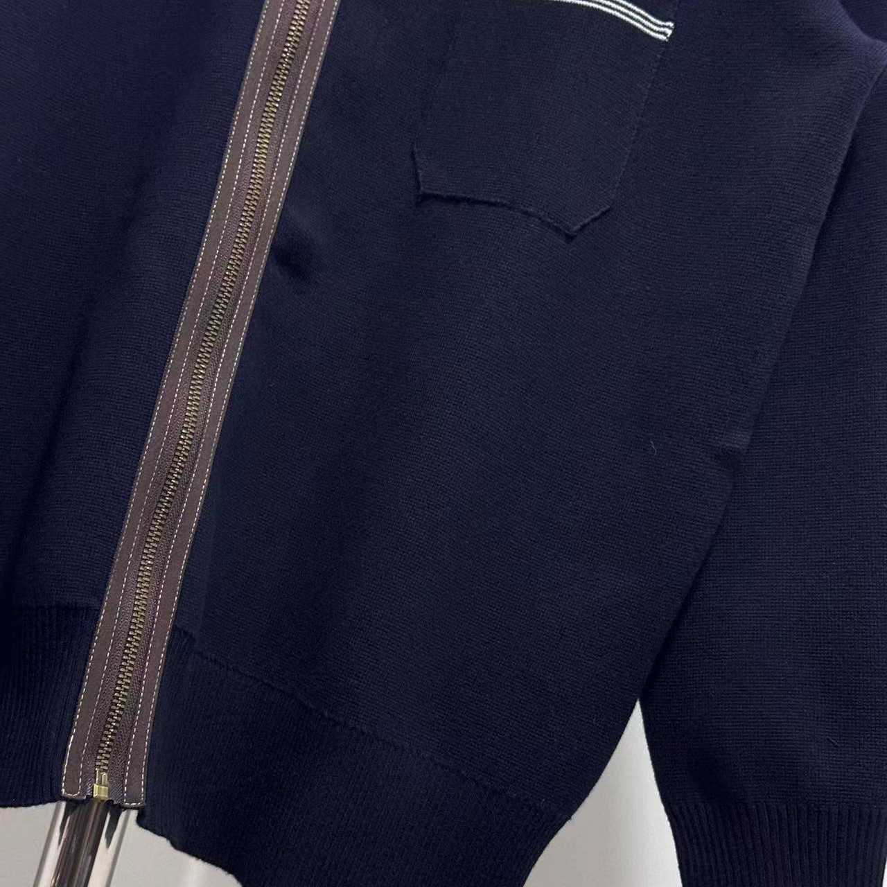 Miu Miu Wool And Leather Zipper Cardigan - DesignerGu