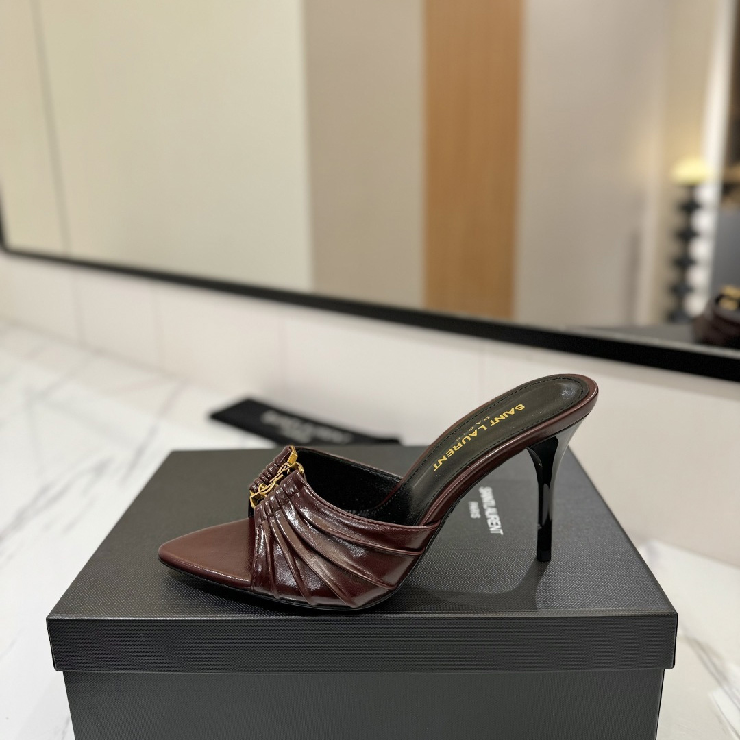 Saint Laurent Babylone Mules In Smooth Leather  - DesignerGu