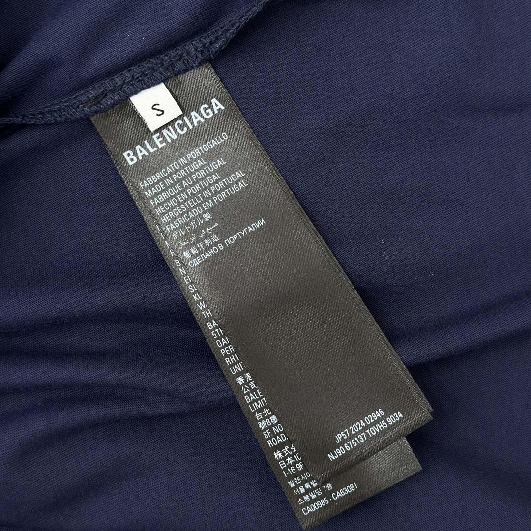 Balenciaga 3B Football Long Sleeve V-Neck T-Shirt In Dark Navy  - DesignerGu