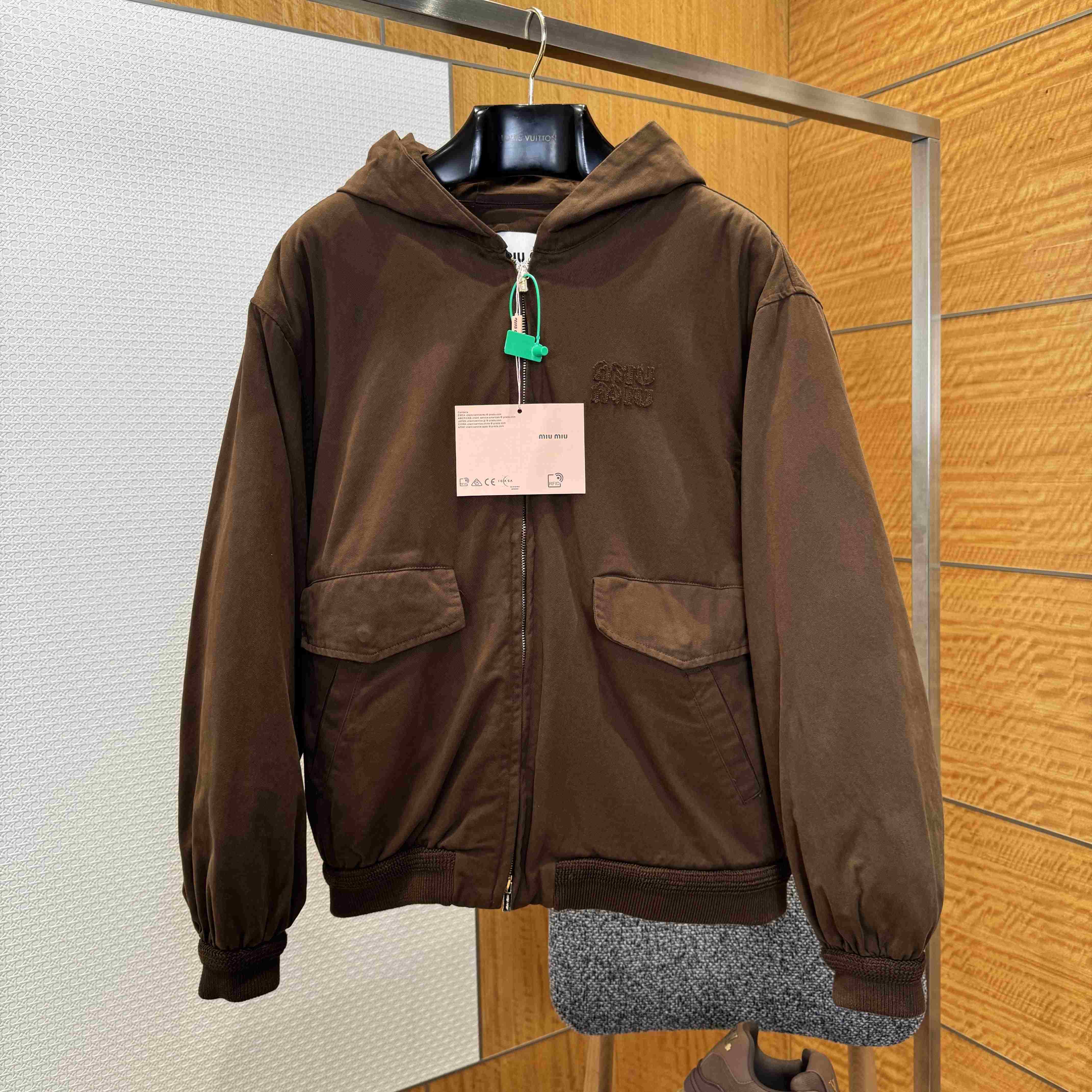 Miu Miu Logo Denim Bomber Jacket - DesignerGu