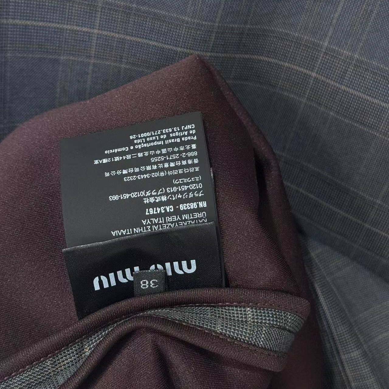 Miu Miu Prince Of Wales Check And bonded Jersey Blouson Jacket - DesignerGu