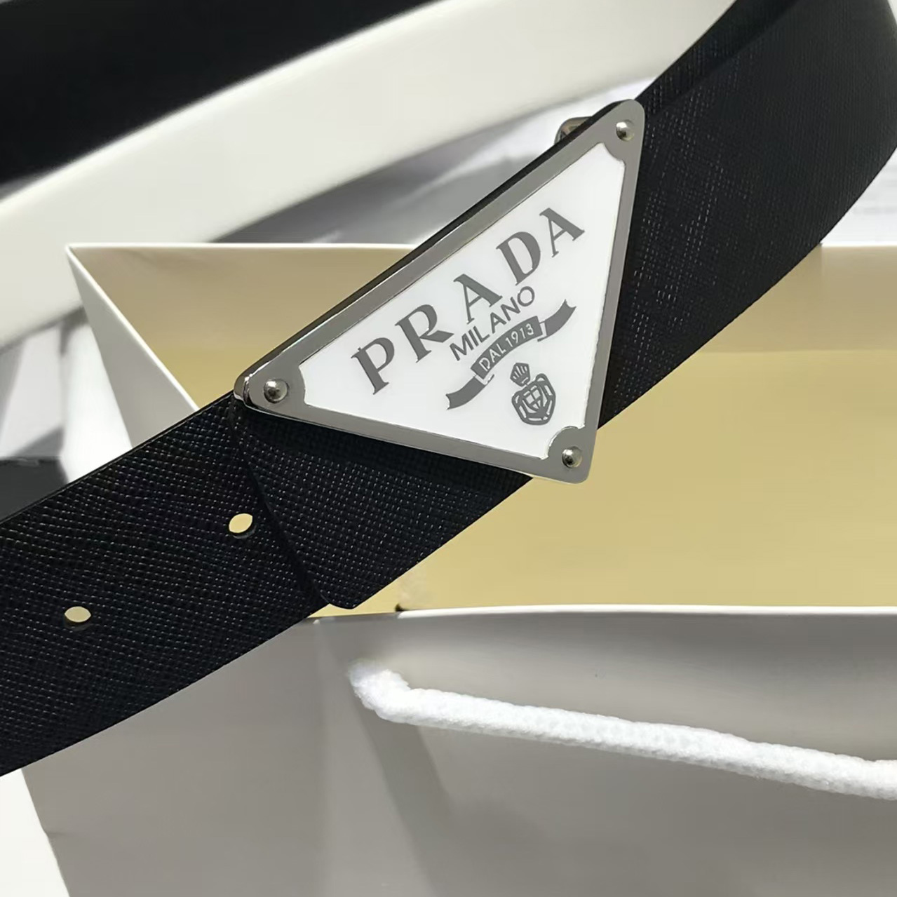 Prada Reversible Saffiano Leather Belt Strap - DesignerGu