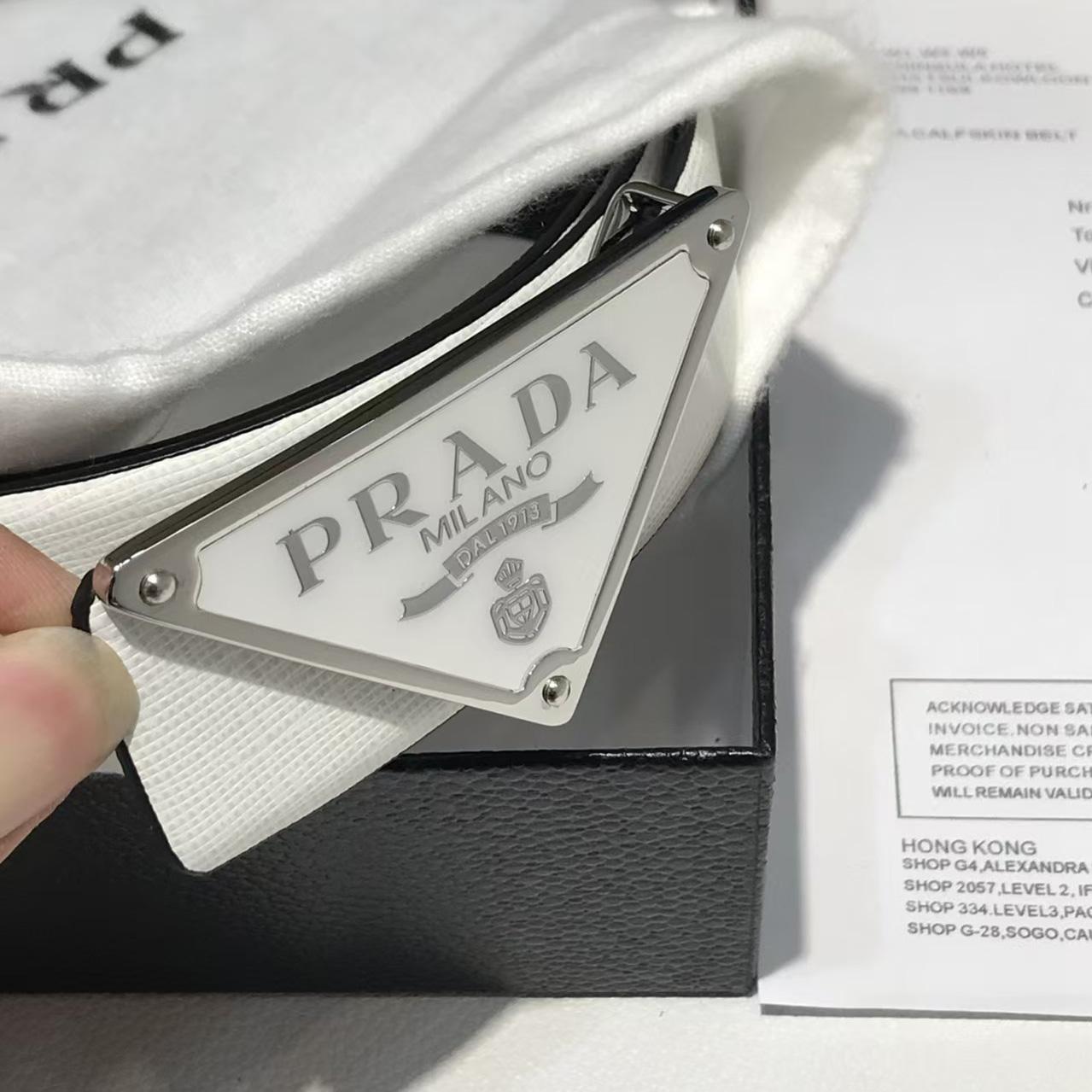 Prada Reversible Saffiano Leather Belt Strap - DesignerGu