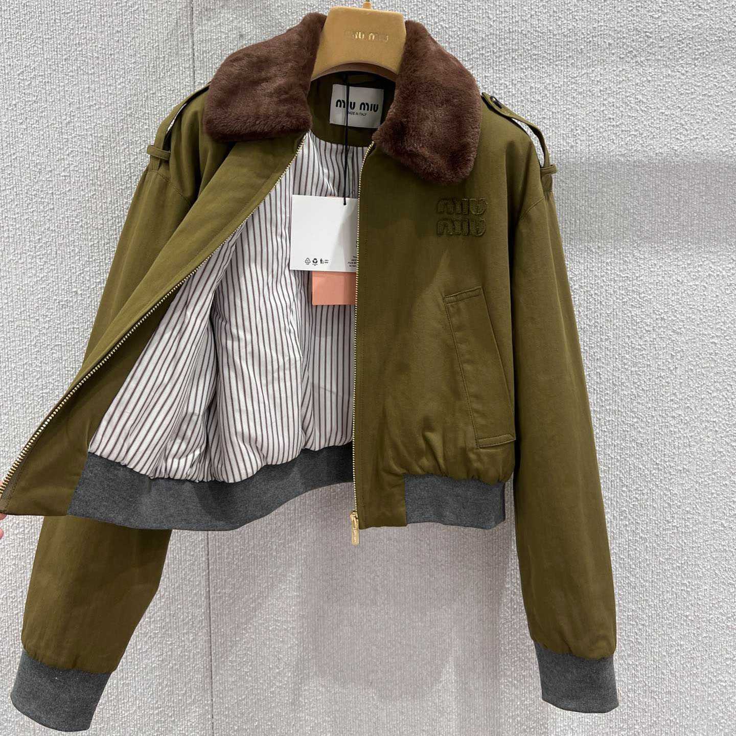 Miu Miu Cotton Satin Bomber Jacket - DesignerGu