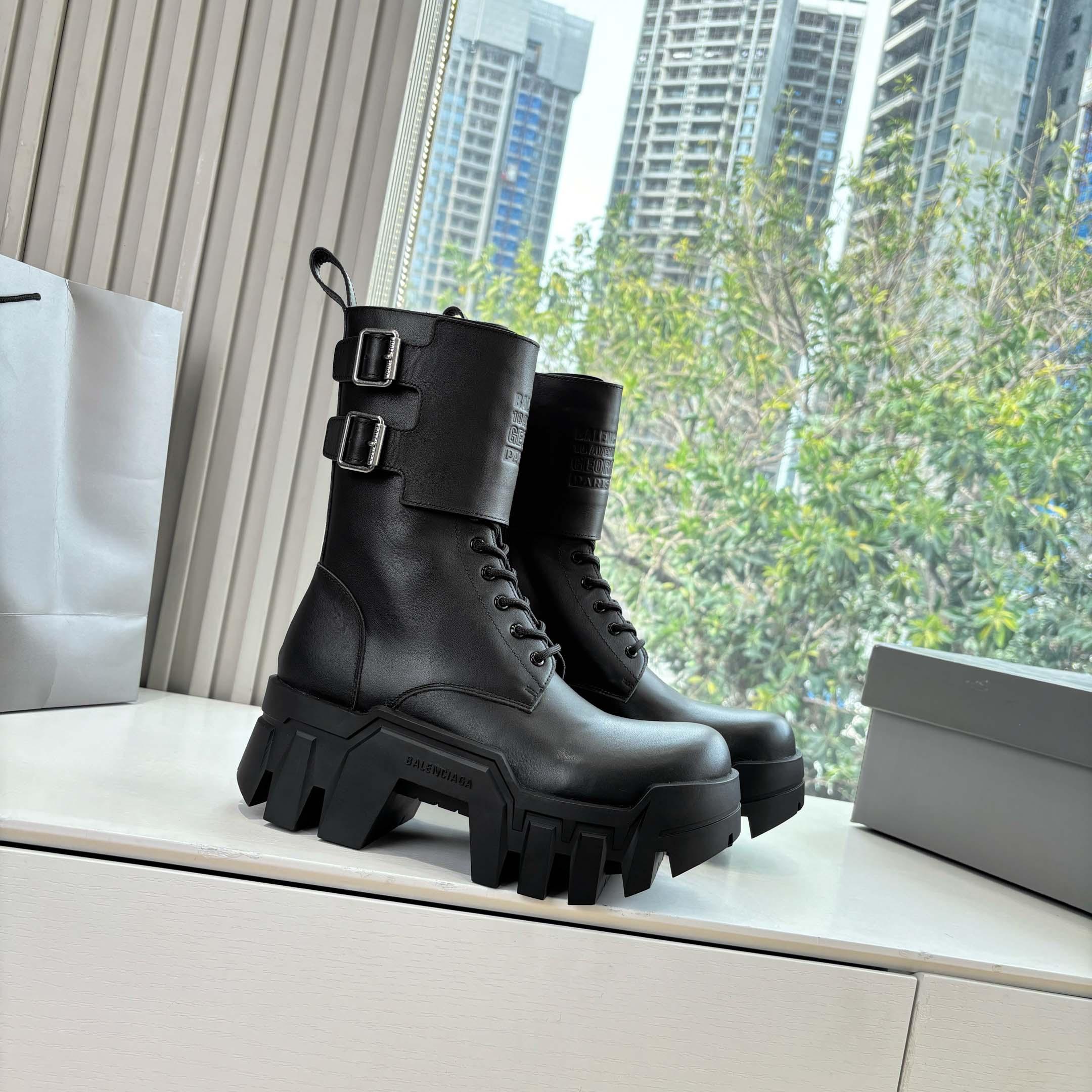 Balenciaga Bulldozer Combat Lace-Up Boot - DesignerGu