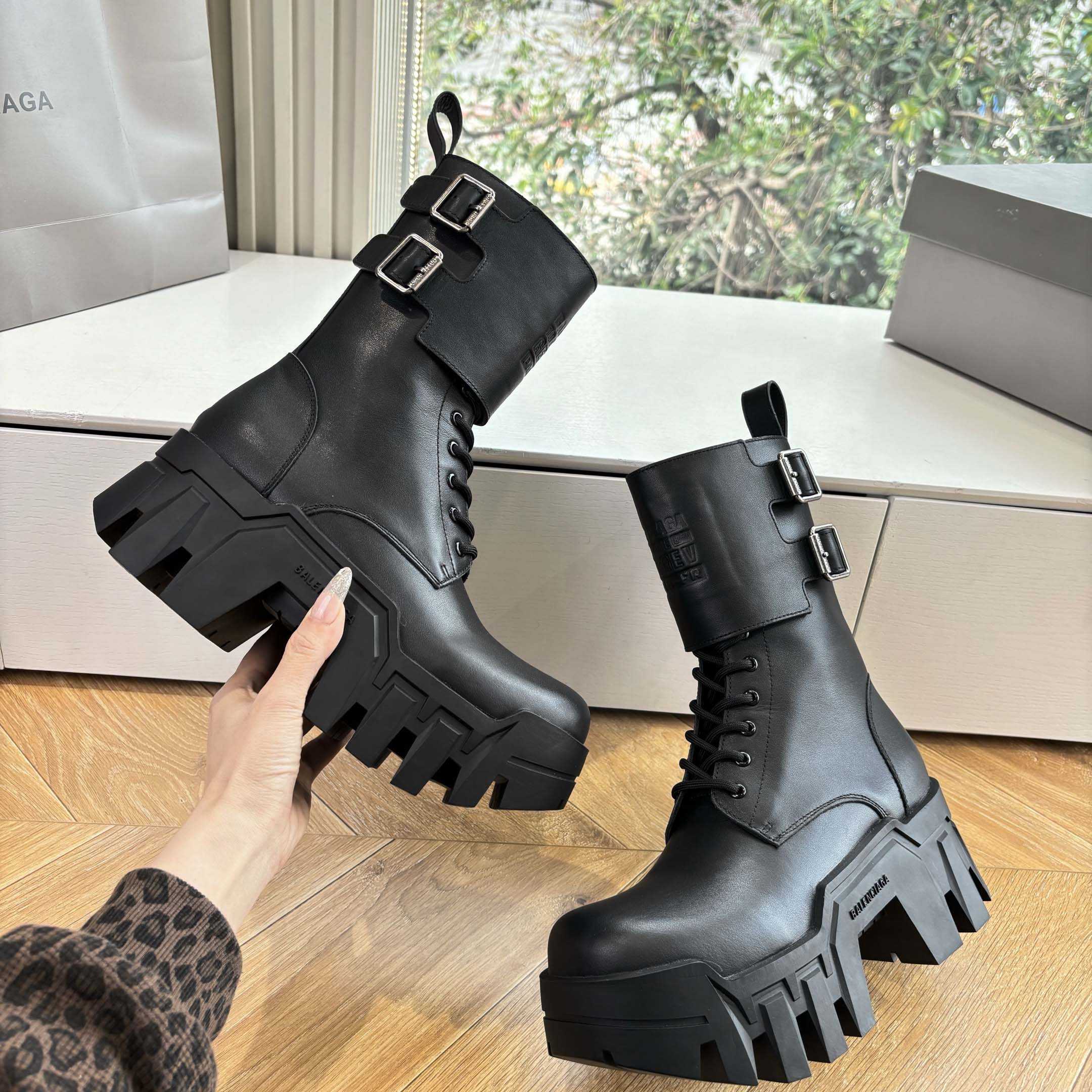 Balenciaga Bulldozer Combat Lace-Up Boot - DesignerGu