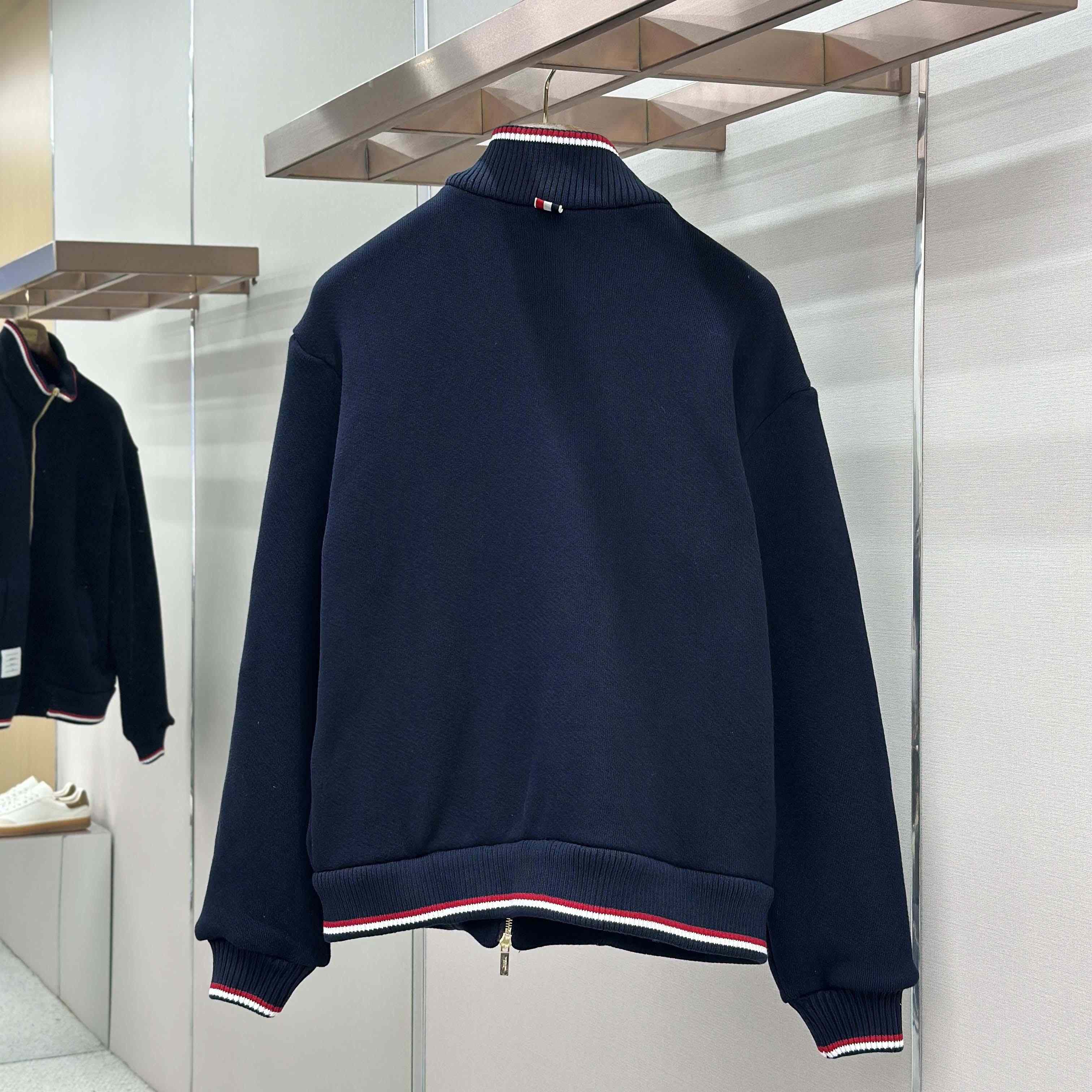 Thom Browne Loopback Oversized Rwb Stripe Jacket - DesignerGu