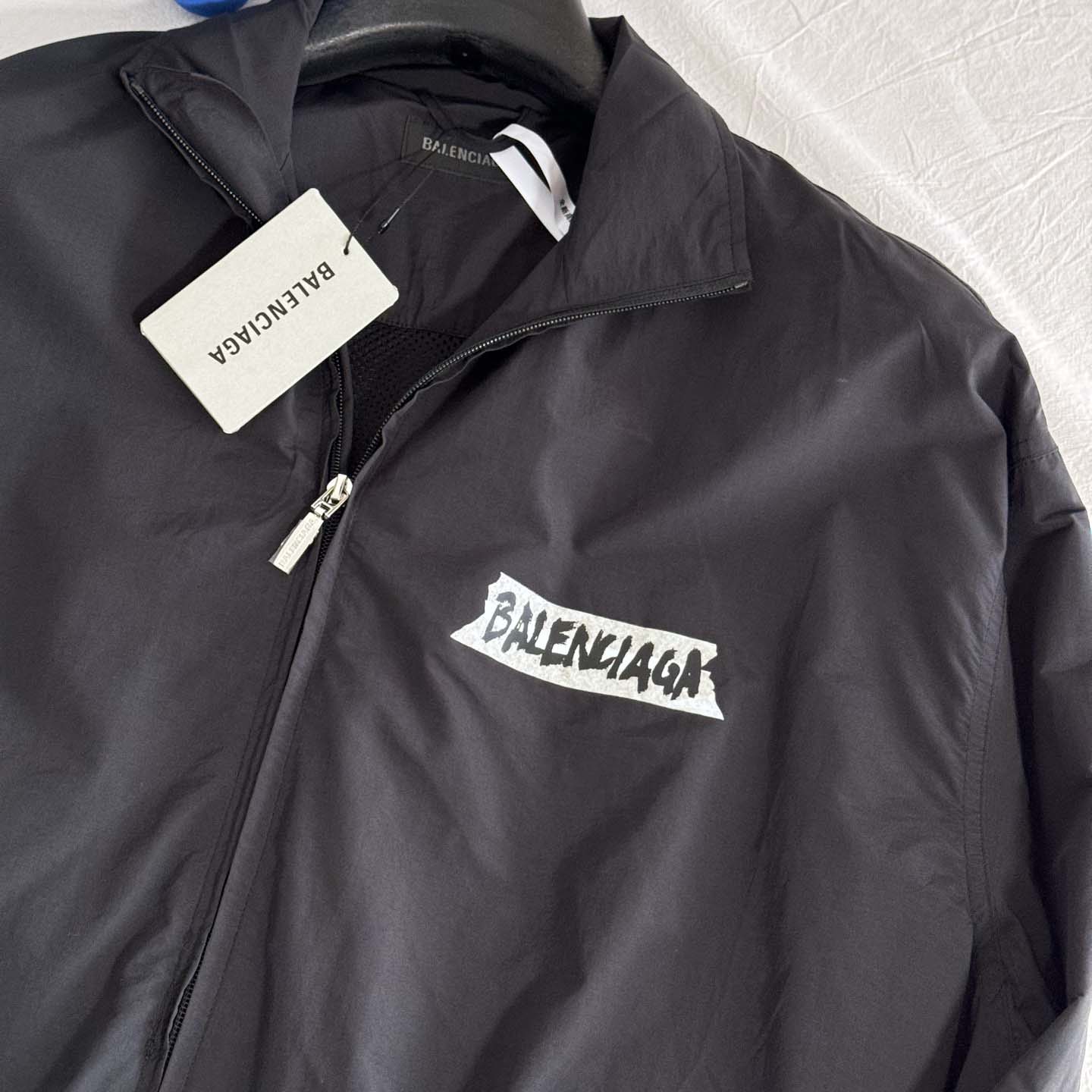 Balenciaga Masking Tape Tracksuit Jacket Medium Fit In Black - DesignerGu