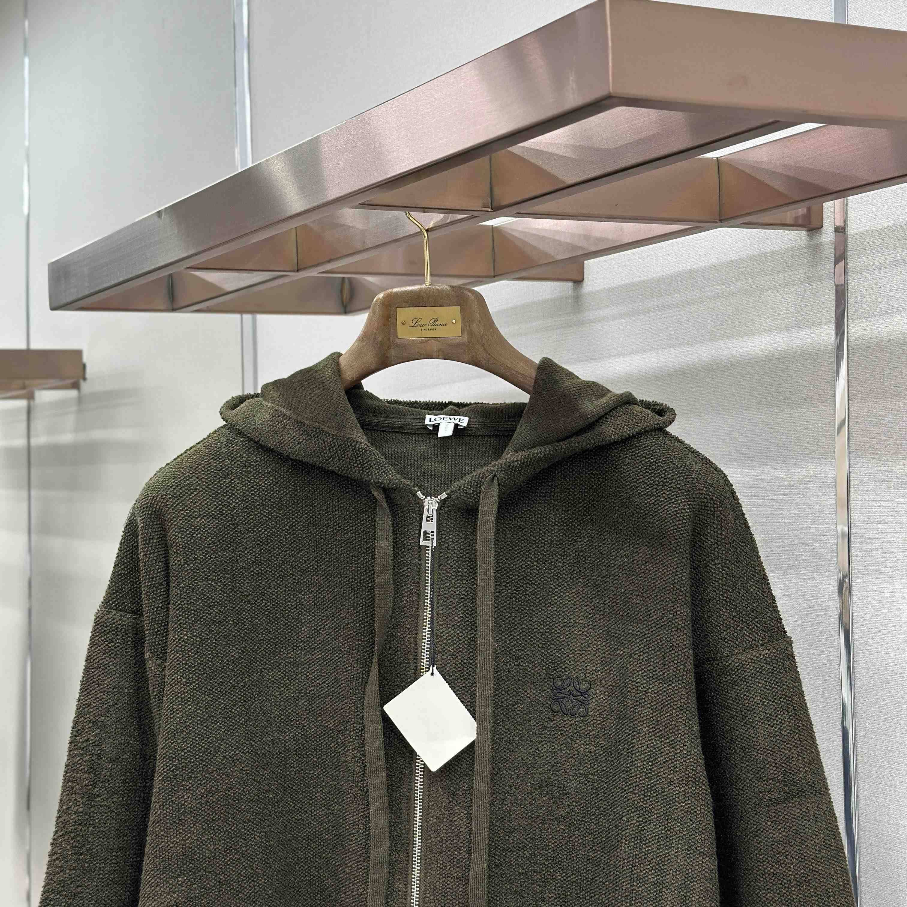 Loewe Anagram Zip-up Hoodie In Wool - DesignerGu