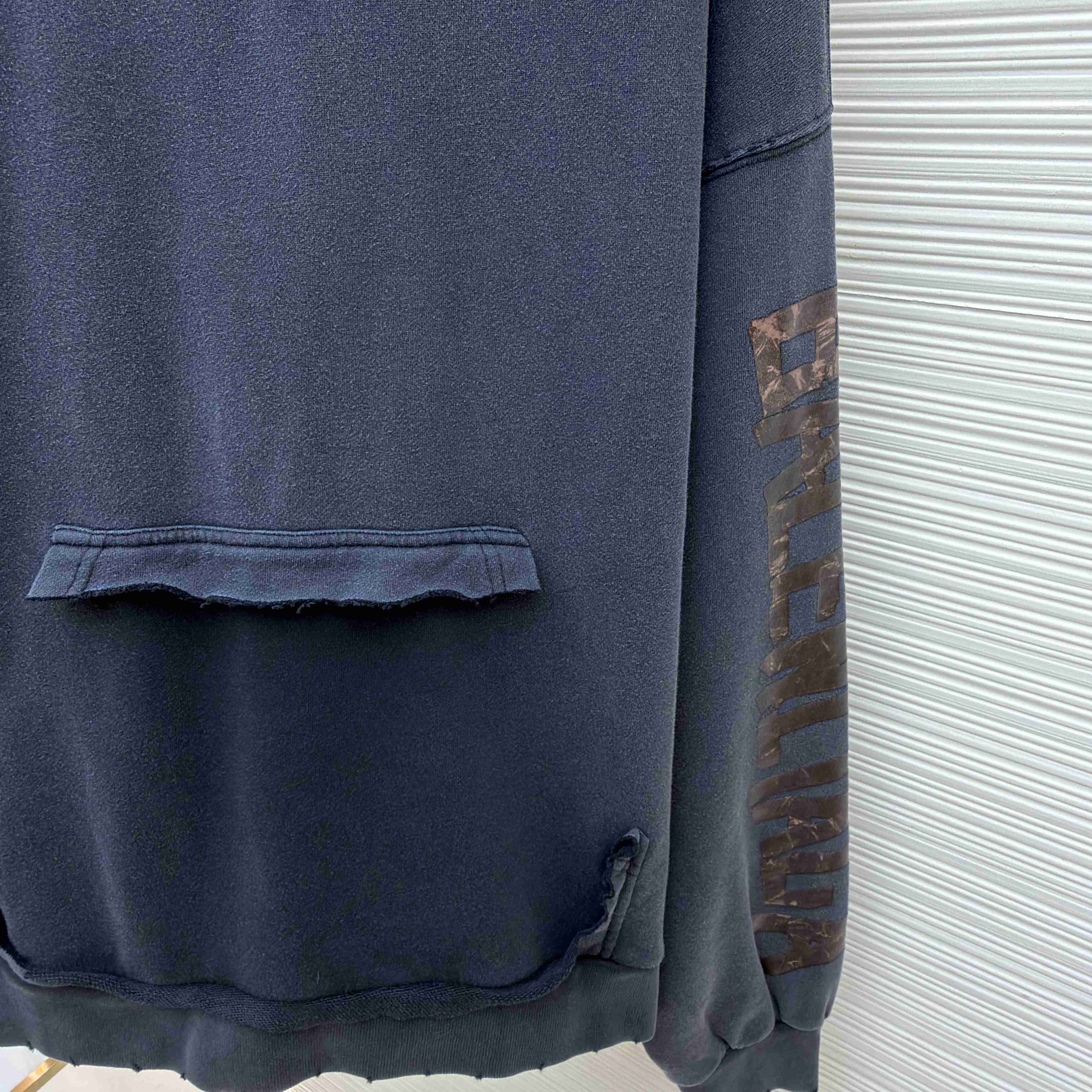 Balenciaga Transparent Tape Ripped Pocket Hoodie In Faded Black - DesignerGu