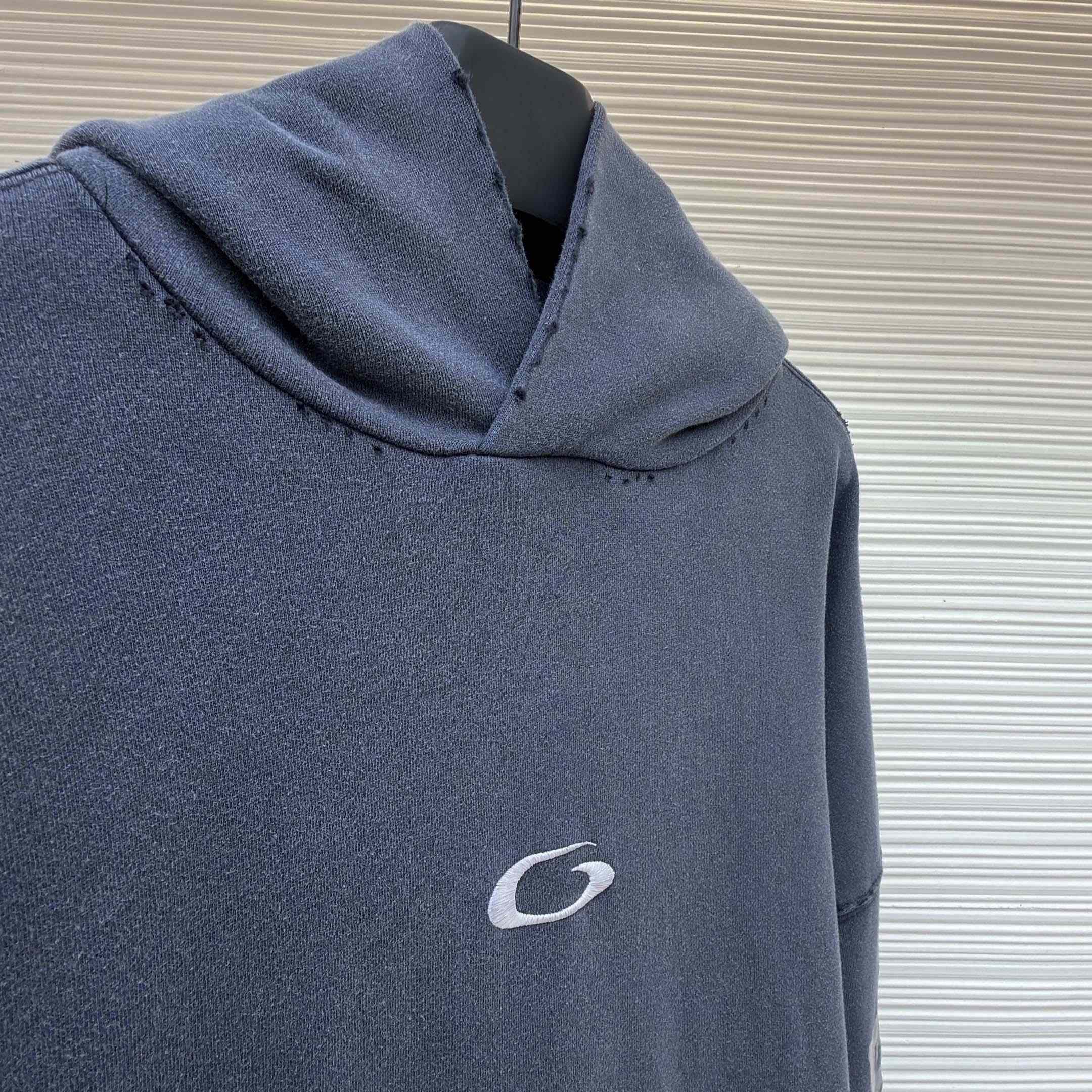 Balenciaga Transparent Tape Ripped Pocket Hoodie In Faded Black - DesignerGu